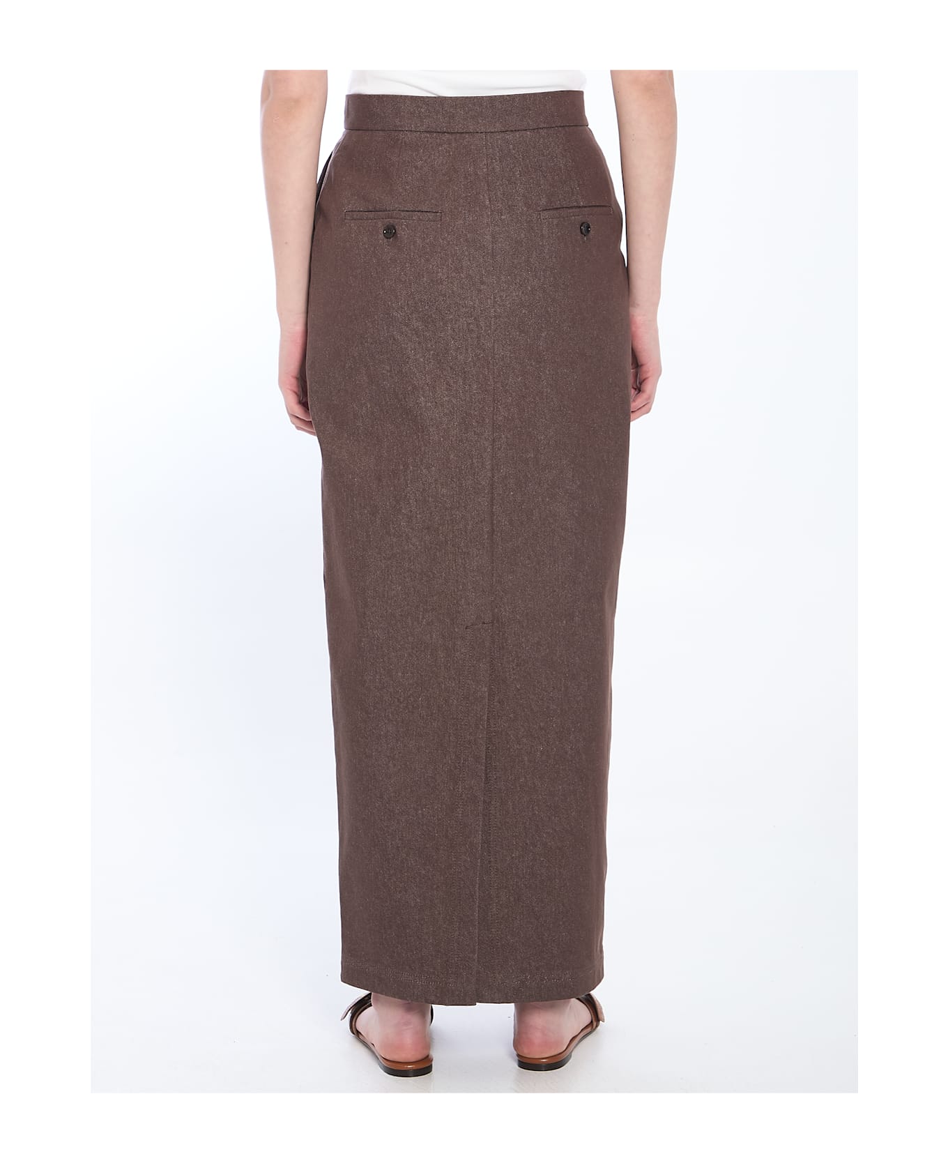 Max Mara Cotton With Denim Effect Long Skirt - Blue