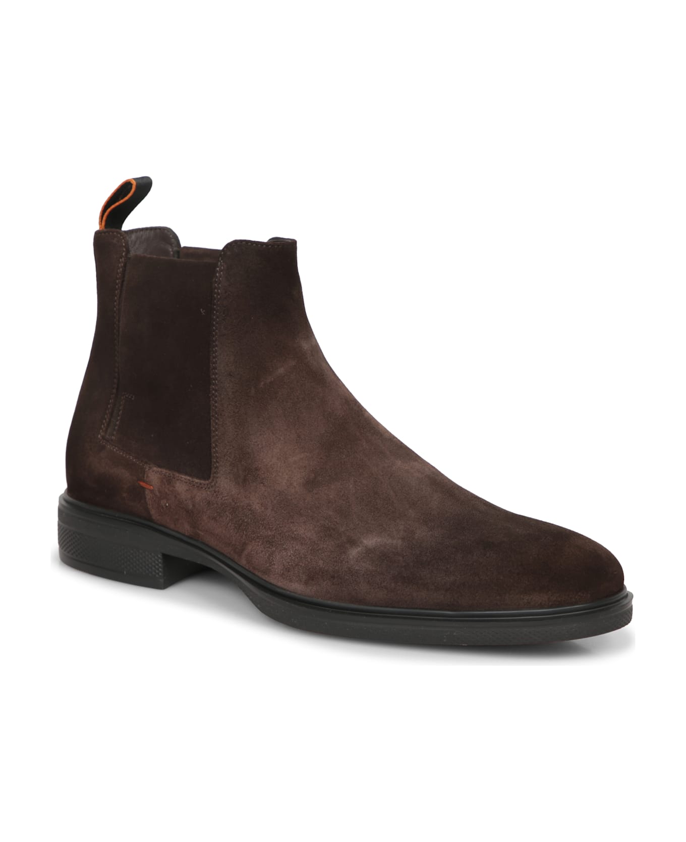 Santoni Easy Elast Suede Boot Dark Brown Tdm - Brown