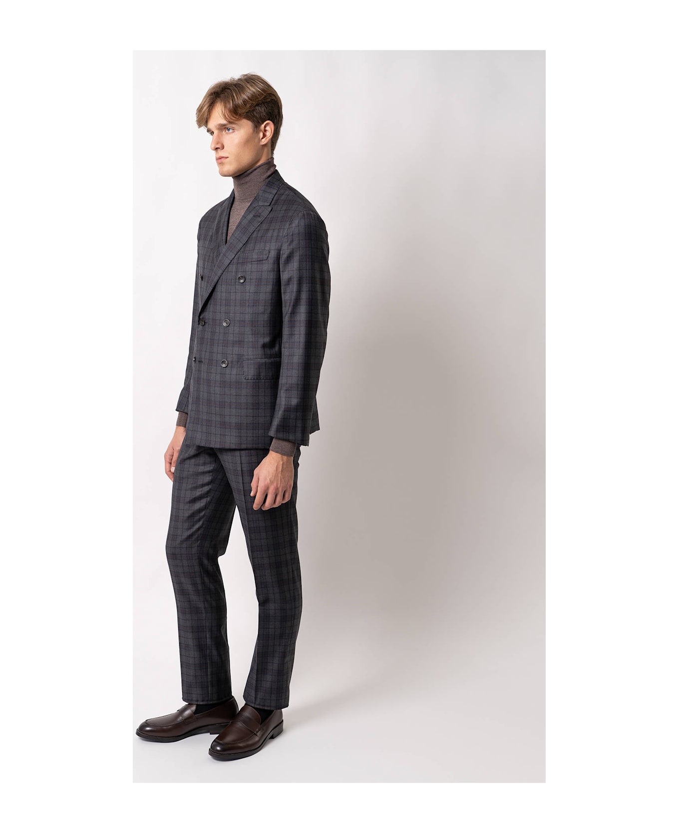 Larusmiani Double-breasted Tailored Suit Cork Suit - DimGray