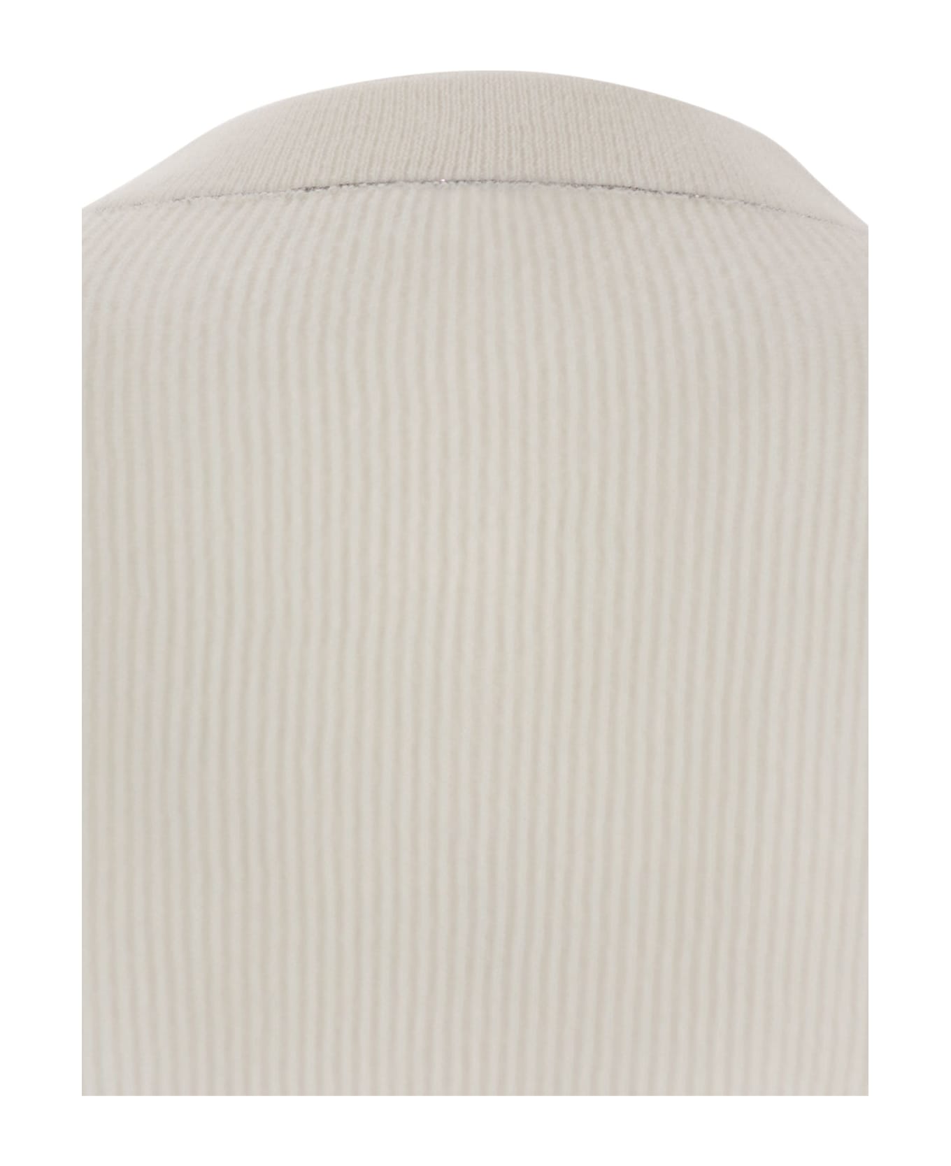 Brunello Cucinelli Alpaca And Cotton Rib Sweater With Moniline - White