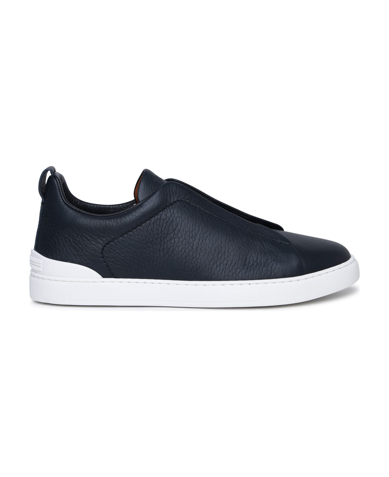 Zegna 'triple Stitch' Blue Leather Sneakers - Blue