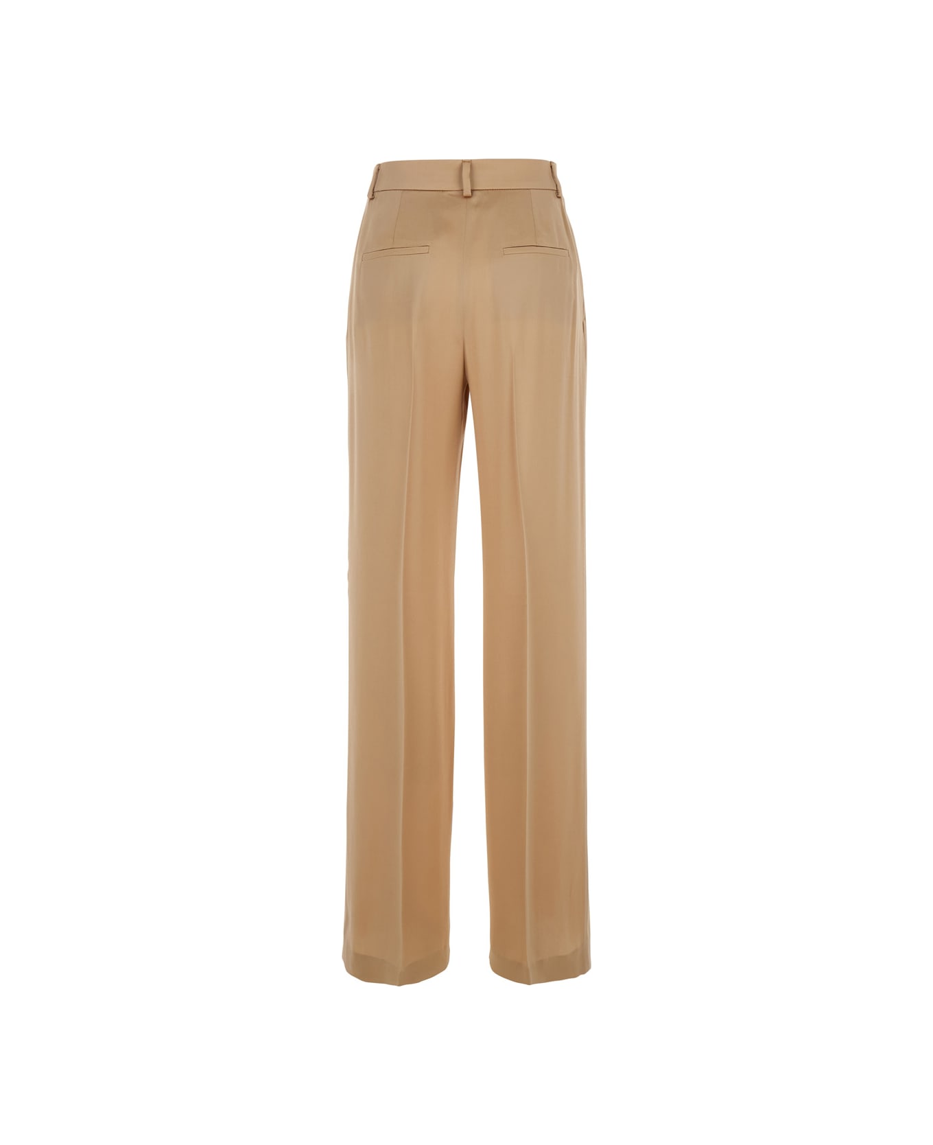 Alberta Ferretti Beige Pants With High Waist And Belt Loops In Silk Blend Woman - Pink