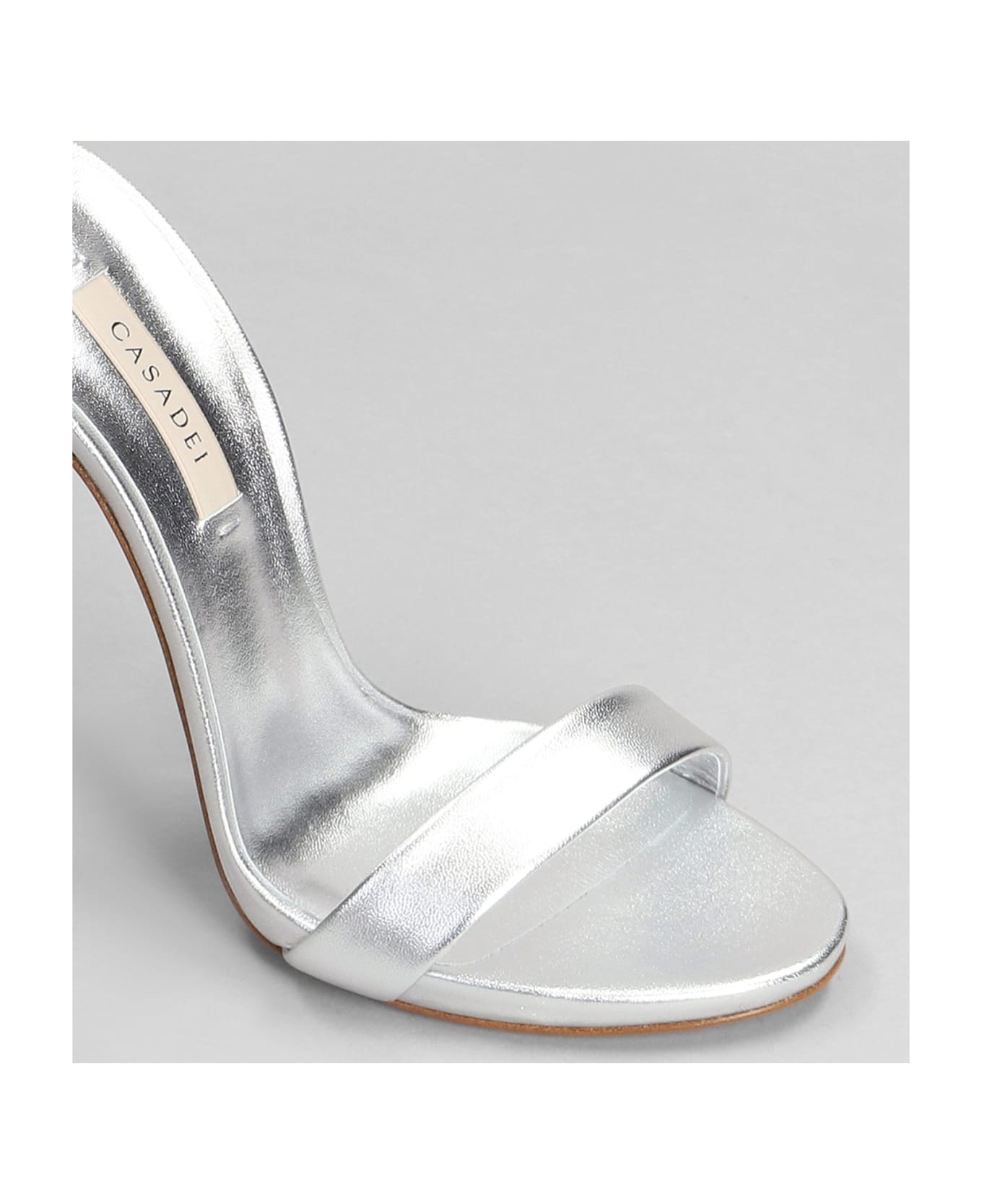Casadei Sandals In Silver Leather - silver サンダル
