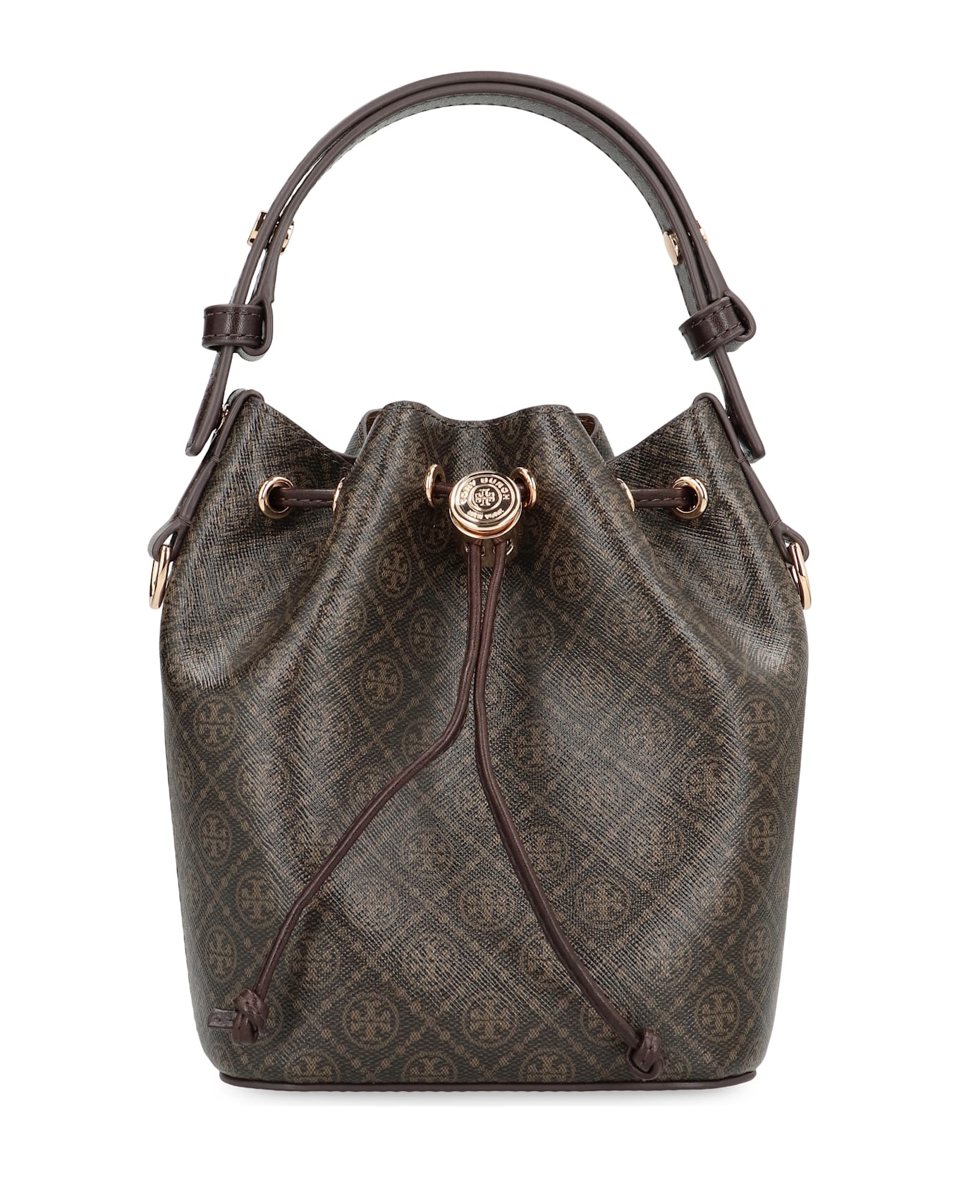 Tory Burch Mini Bucket Bag T Monogram In Canvas - brown