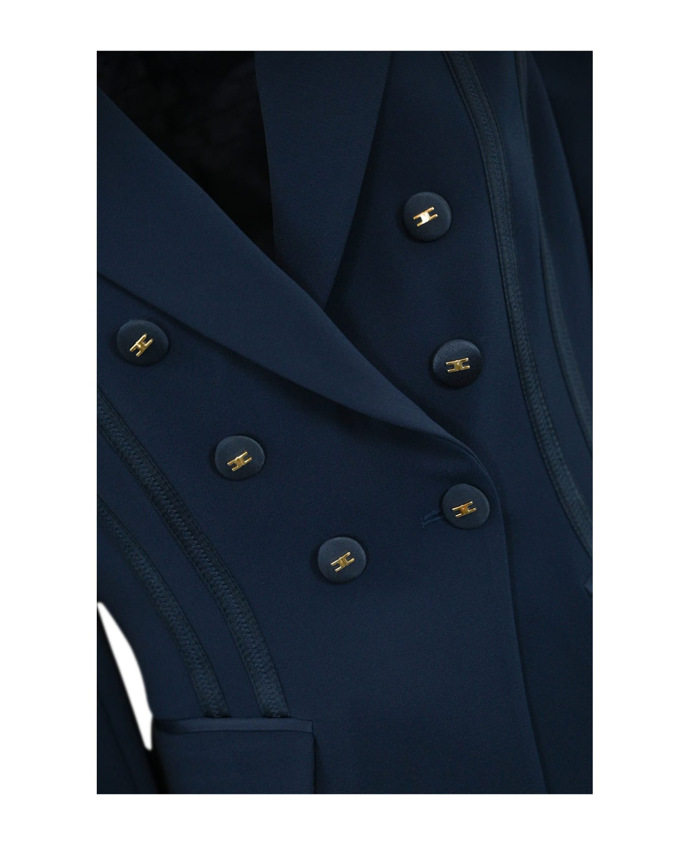 Elisabetta Franchi Crepe Jacket With Satin Details - Blue
