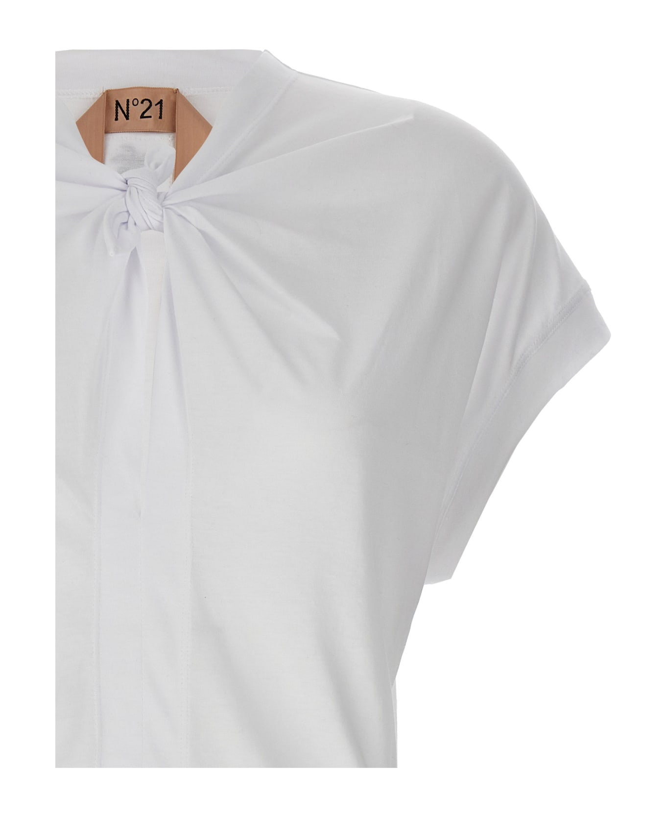 N.21 Knot Detail T-shirt - White ブラウス