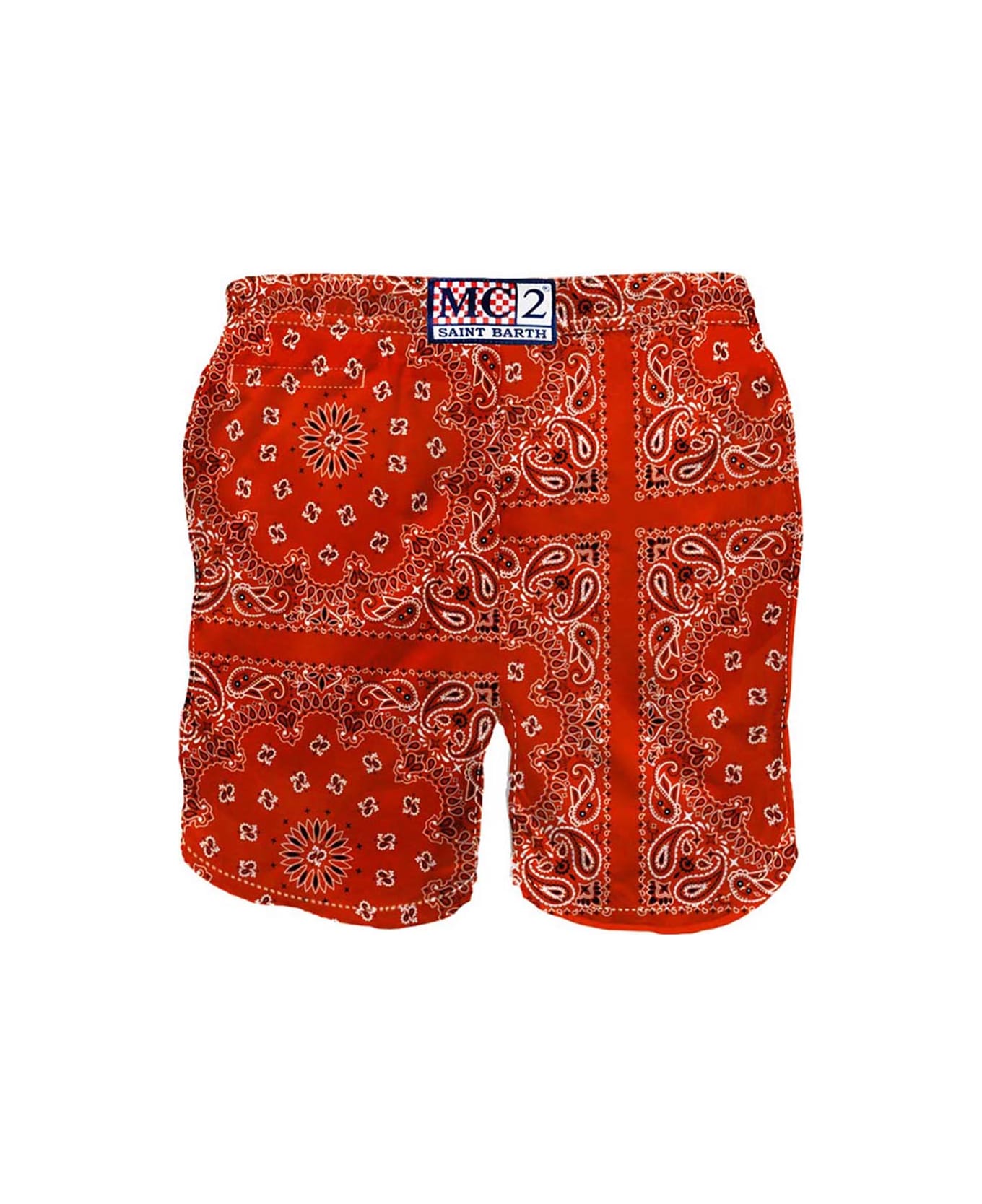 MC2 Saint Barth Man Swim Shorts With Bandanna Print - RED