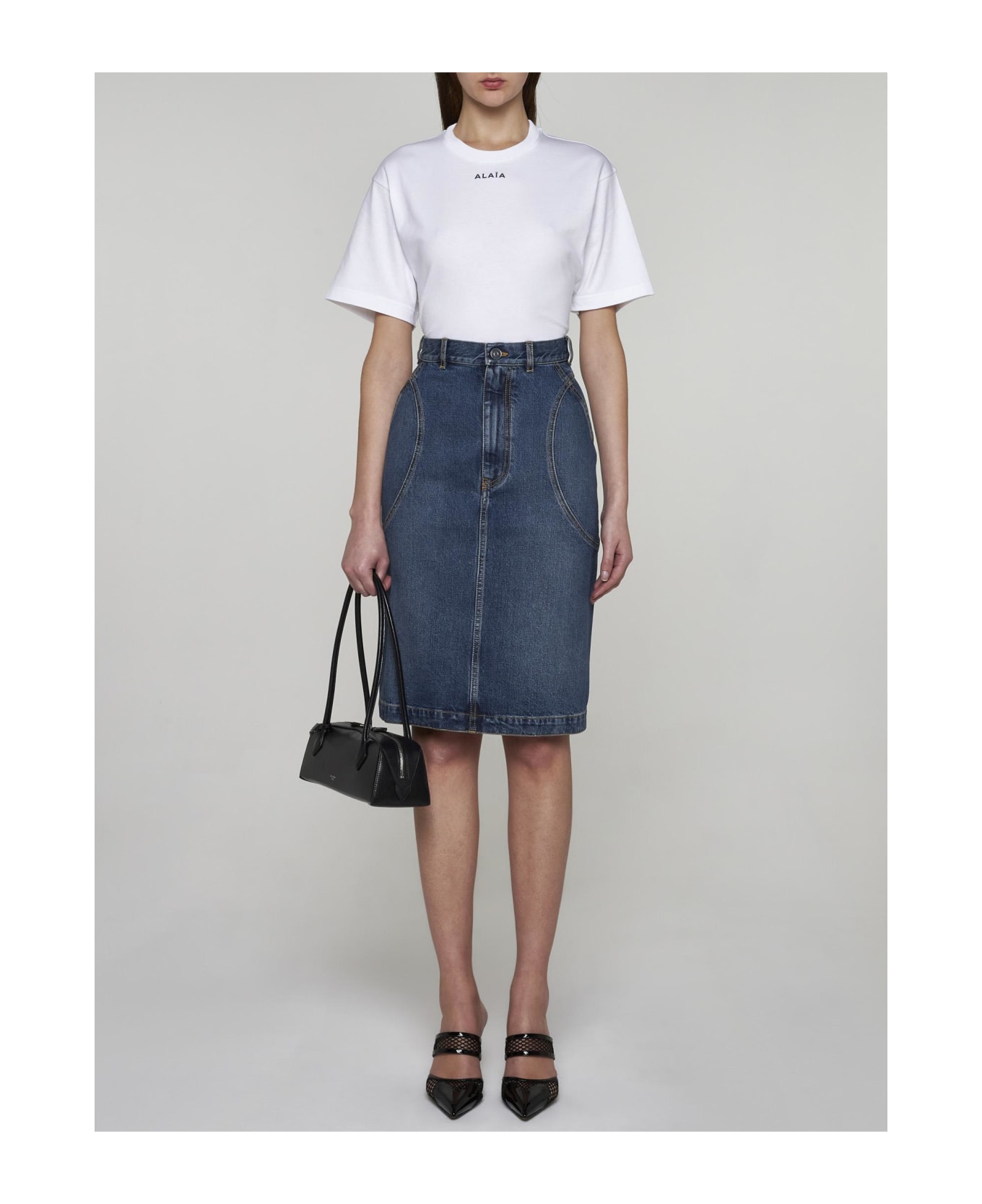 Alaia Denim Pencil Skirt - Bleu vintage