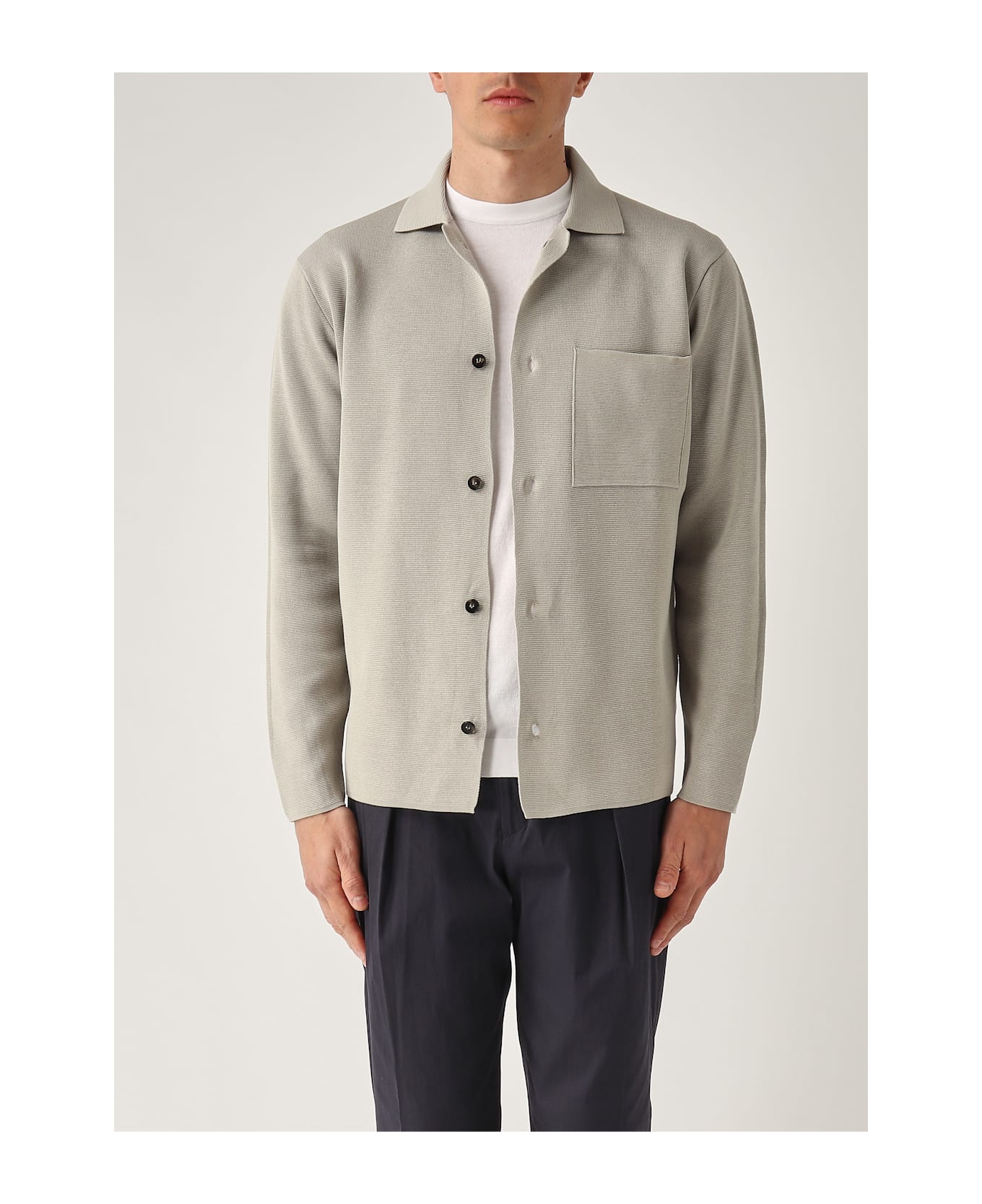 Filippo De Laurentiis Overshirt In Maglia M/l In Crepe Cotton Blazer - GRIGIO CHIARO