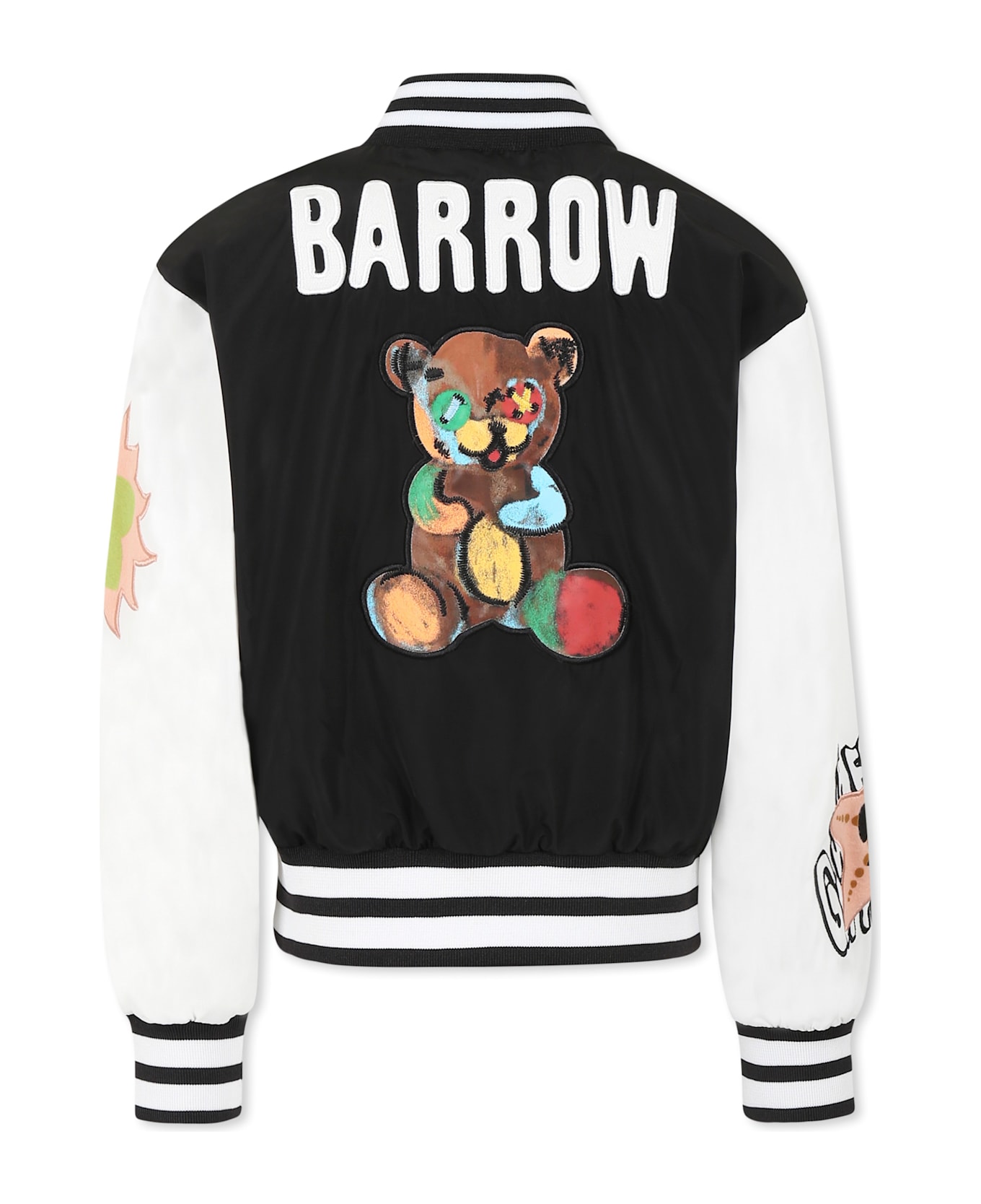Barrow Black Bomber Jacket For Kids With Smiley - Black