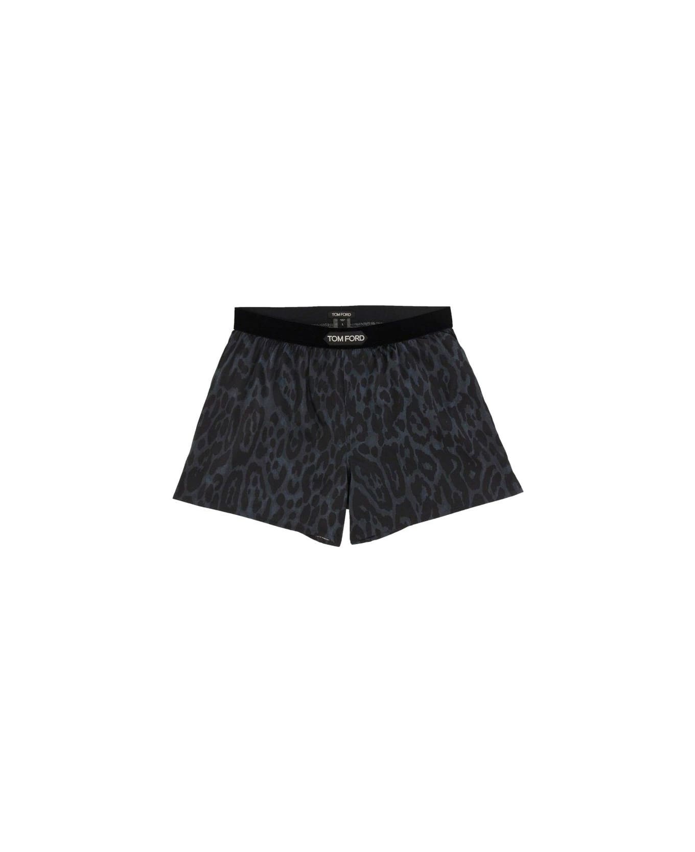 Tom Ford Leopard Printed Logo Waistband Boxers - BLUE