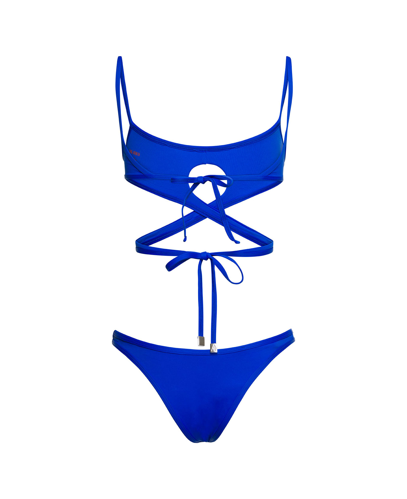 The Attico Cut-out Wraparound Bikini Set In Bluetechnical Fabric Woman - BLUE