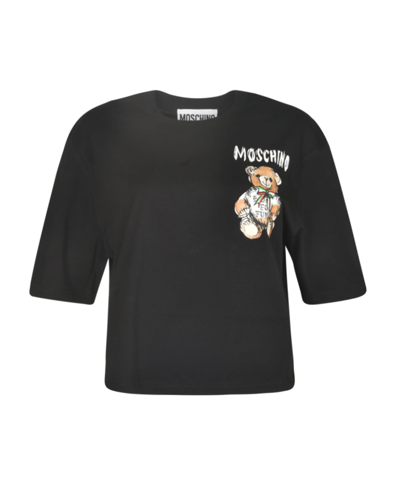 Moschino Bear Logo Cropped T-shirt - Black Tシャツ