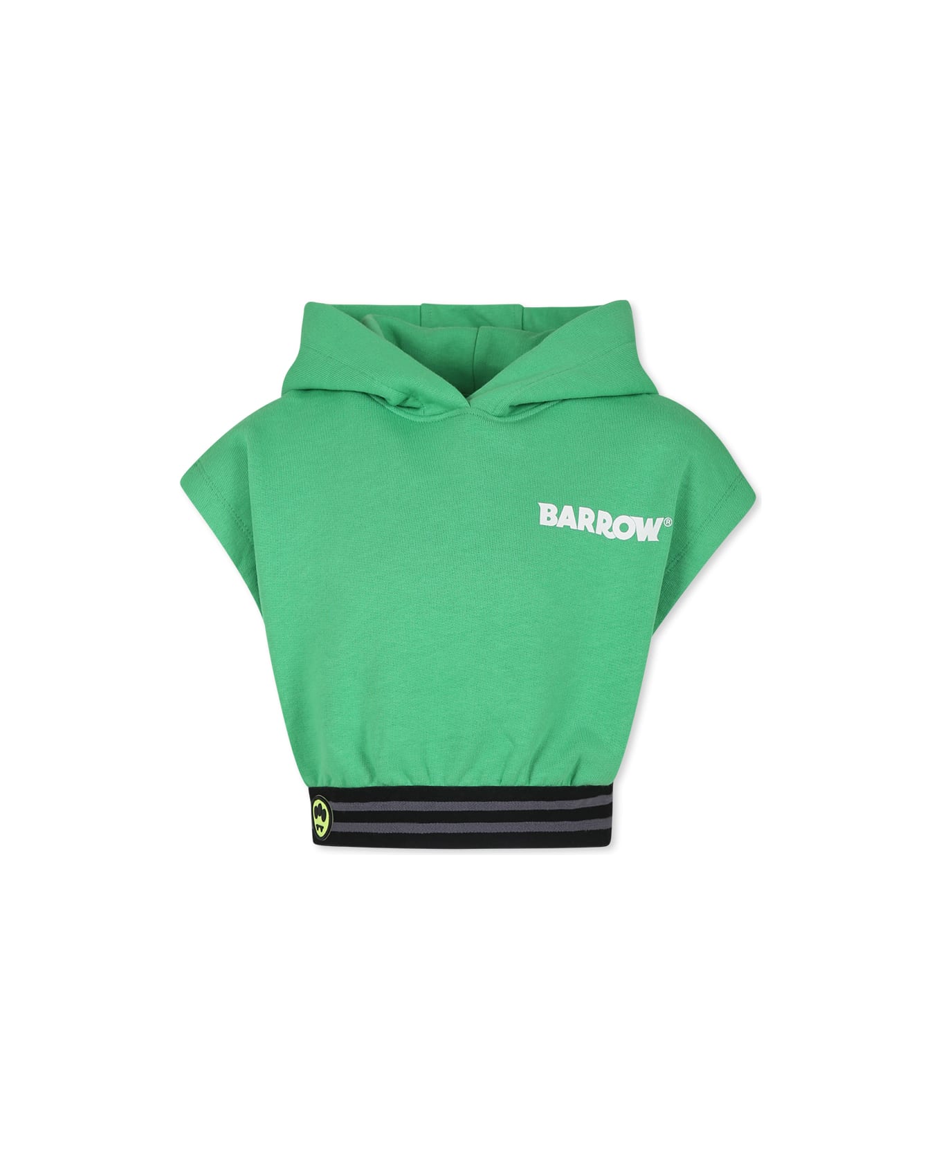 Barrow Green Crop Sweatshirt For Girl With Smiley - Green