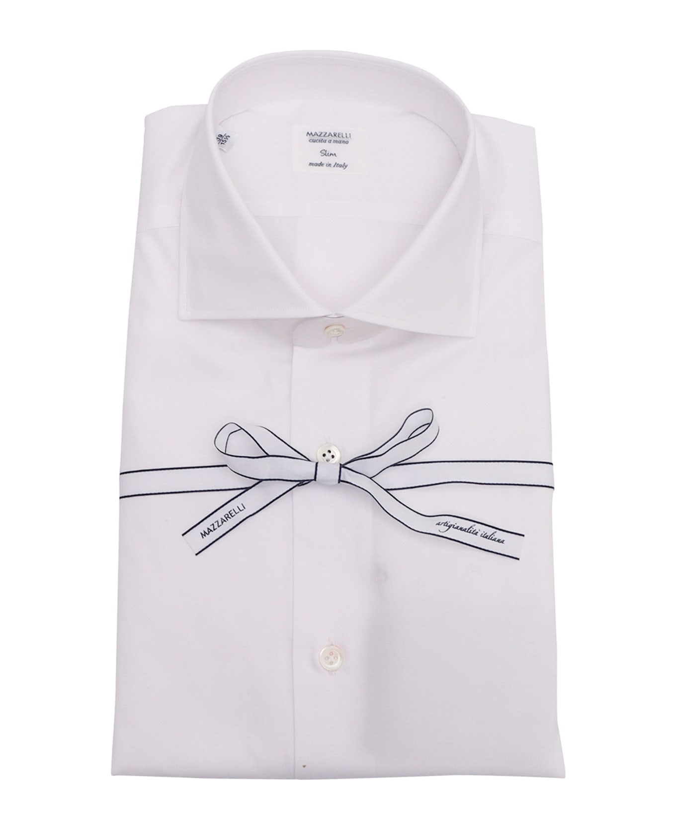 Mazzarelli White Cotton Slim Fit Shirt - WHITE
