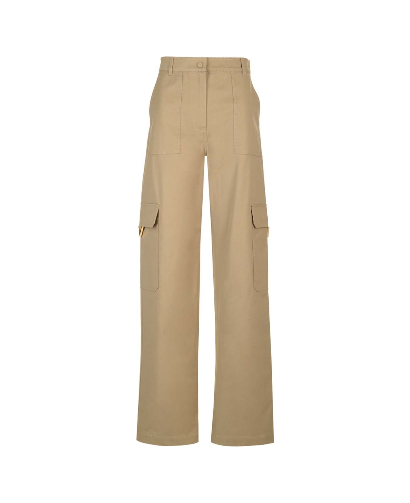 Valentino Cargo Pants In Stretch Canvas - Beige