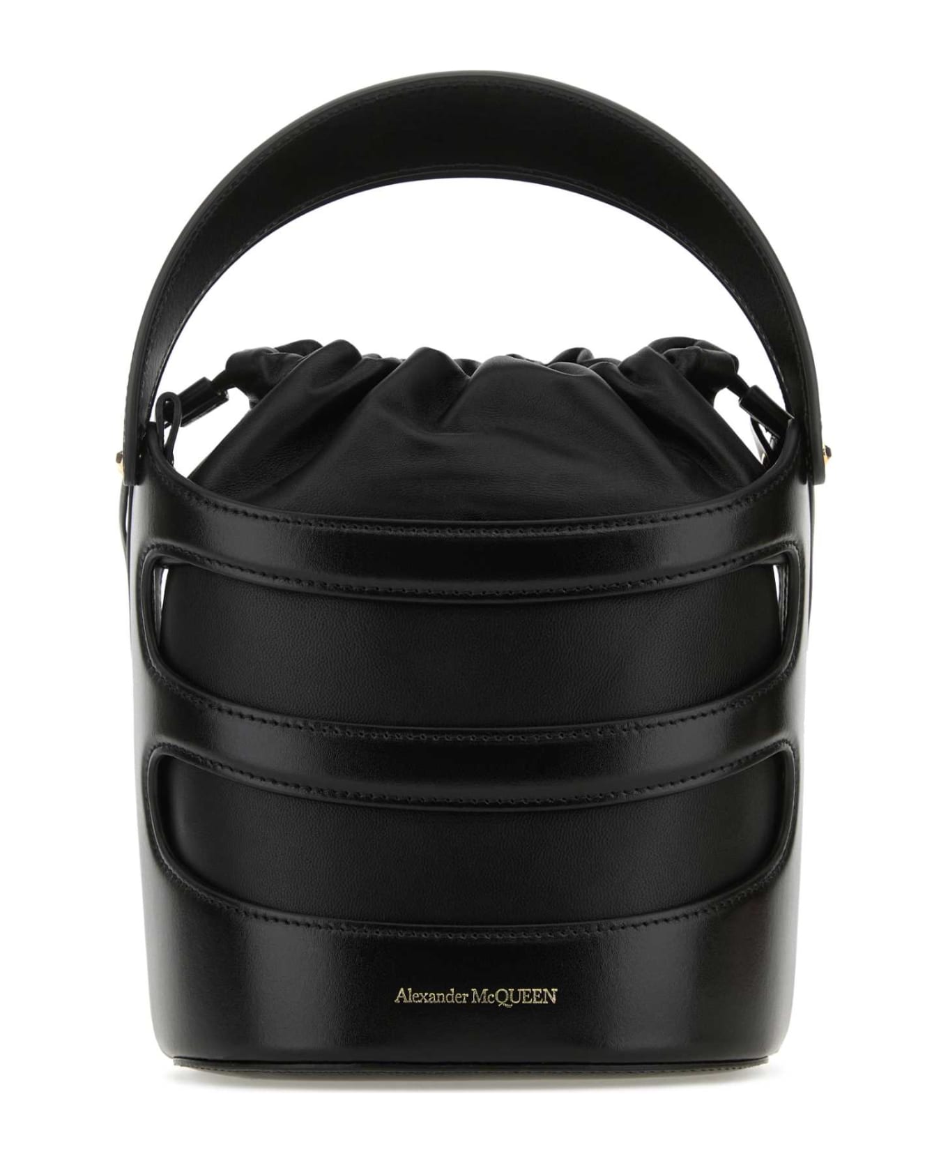 Alexander McQueen Black Leather The Rise Bucket Bag - NEROBIANCO トートバッグ