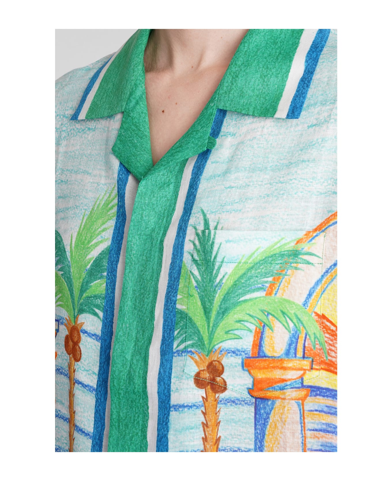 Casablanca Shirt In Cyan Linen - DAY OF VICTORY シャツ