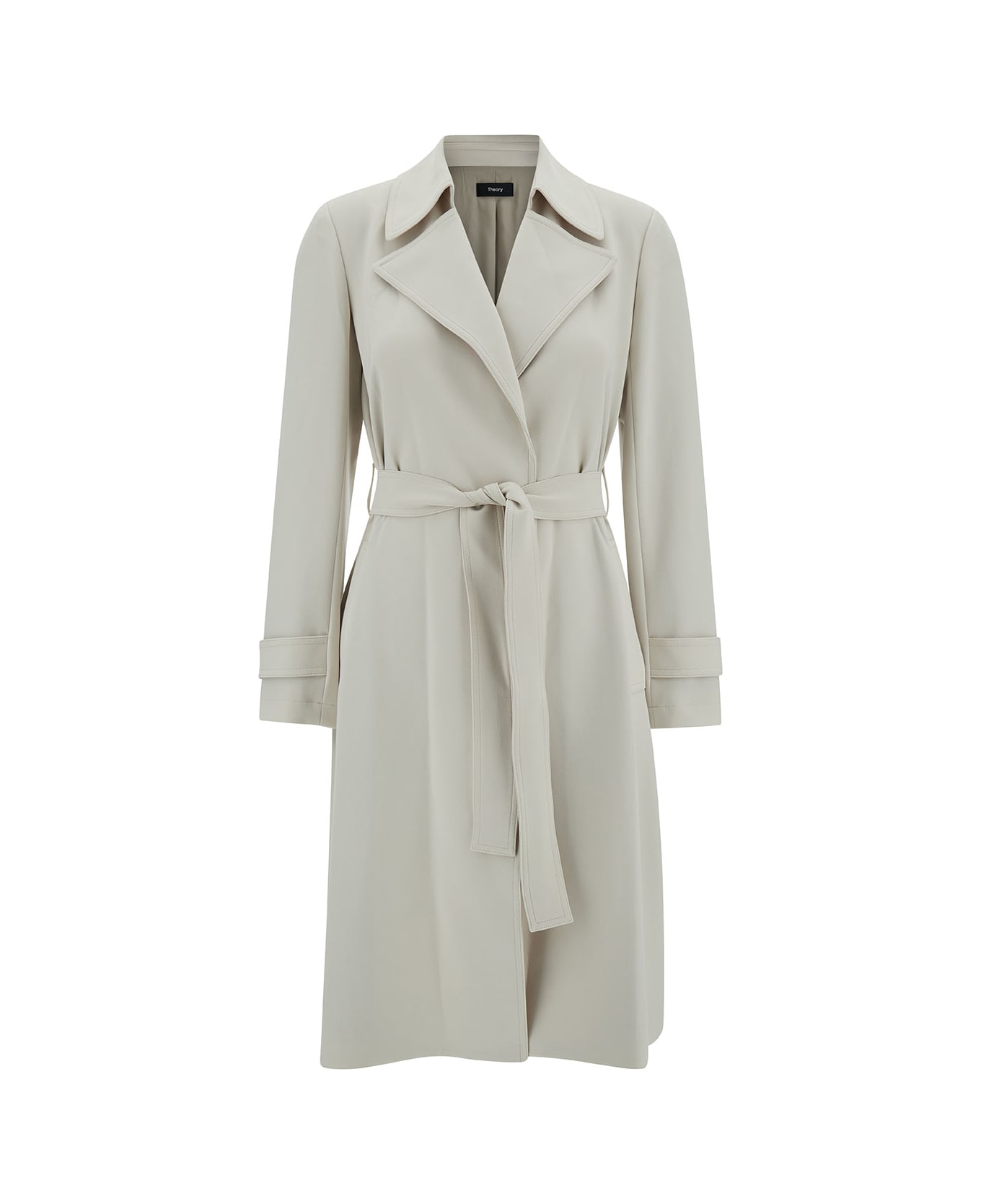 Theory Off-white Trench Coat With Revers Collar In Triacetate Blend Woman - White コート