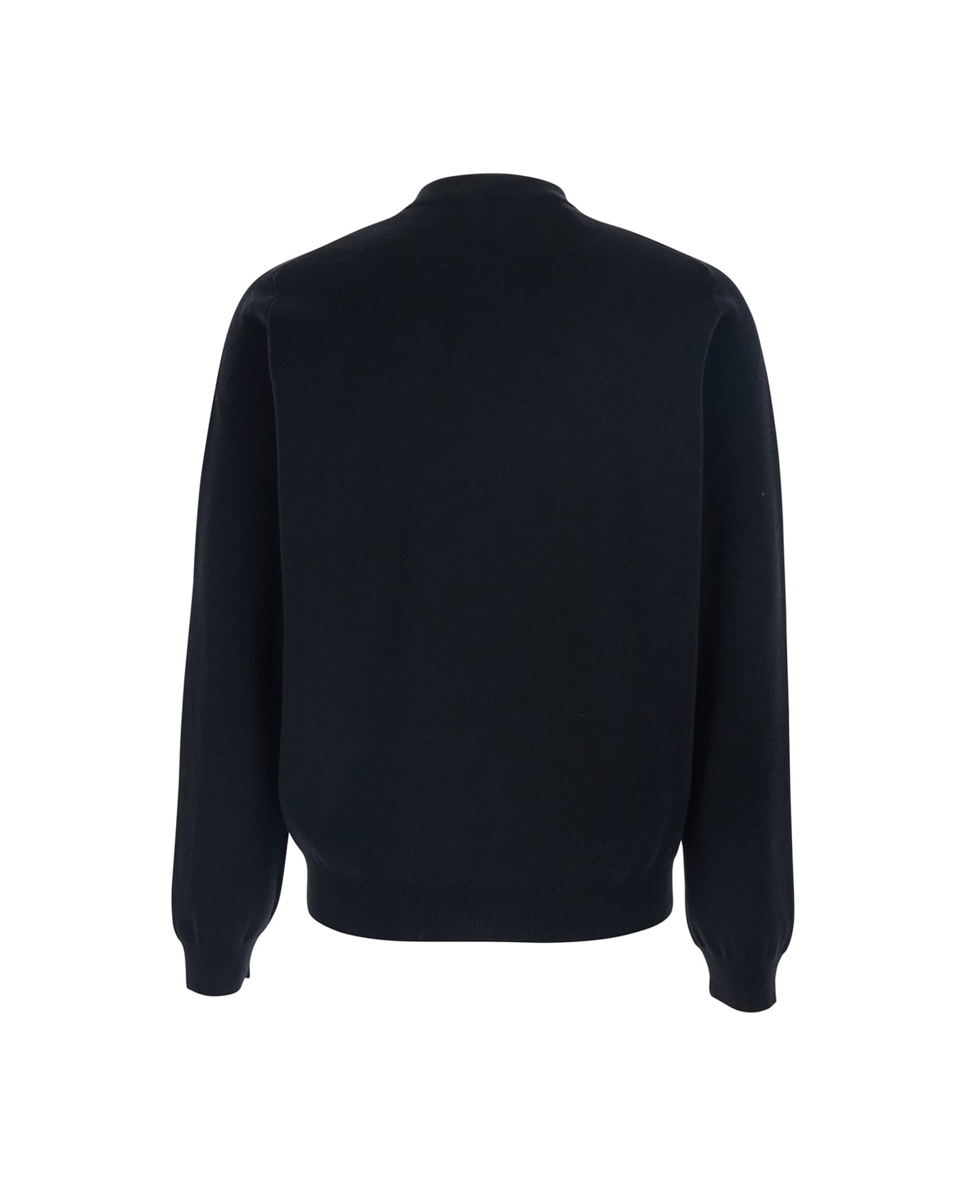 Maison Kitsuné Black Sweatshirt With High Neck And Logo Embroidery On The Front In Wool Man - BLACK