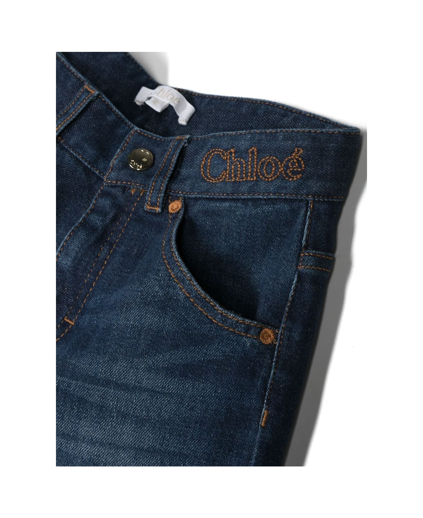 Chloé Chloe Jeans Blu In Denim Di Cotone Stretch Bambina - Blu