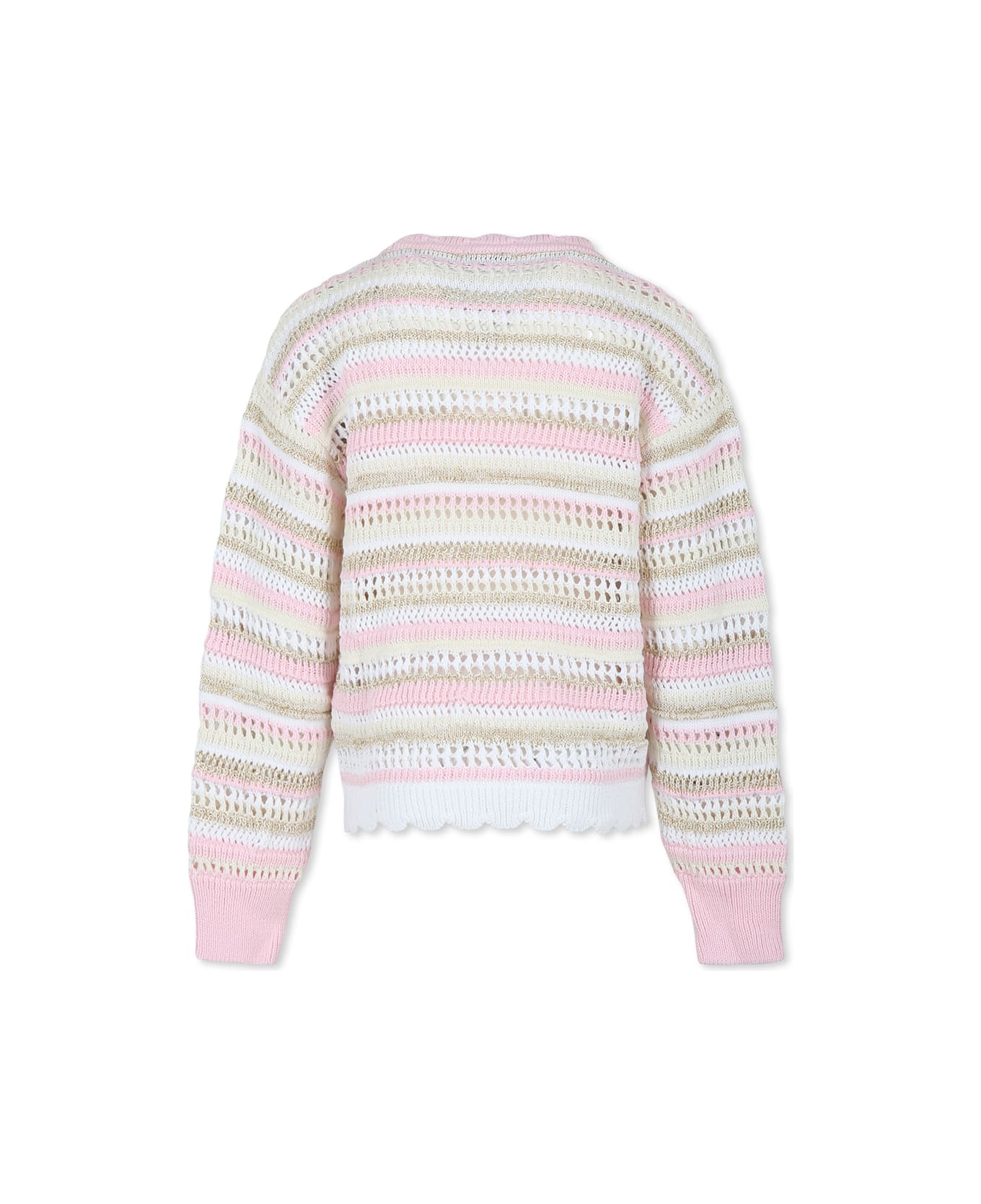 Pinko Pink Sweater For Girl With Logo - Multicolor