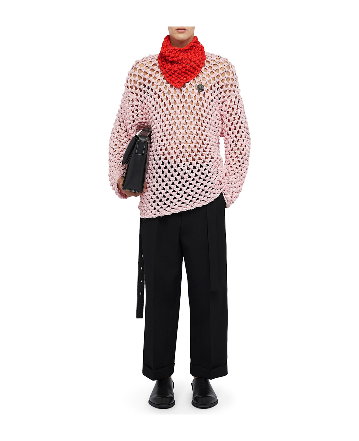 Jil Sander Crew Neck Crochet Sweater - Nude 
Neutrals