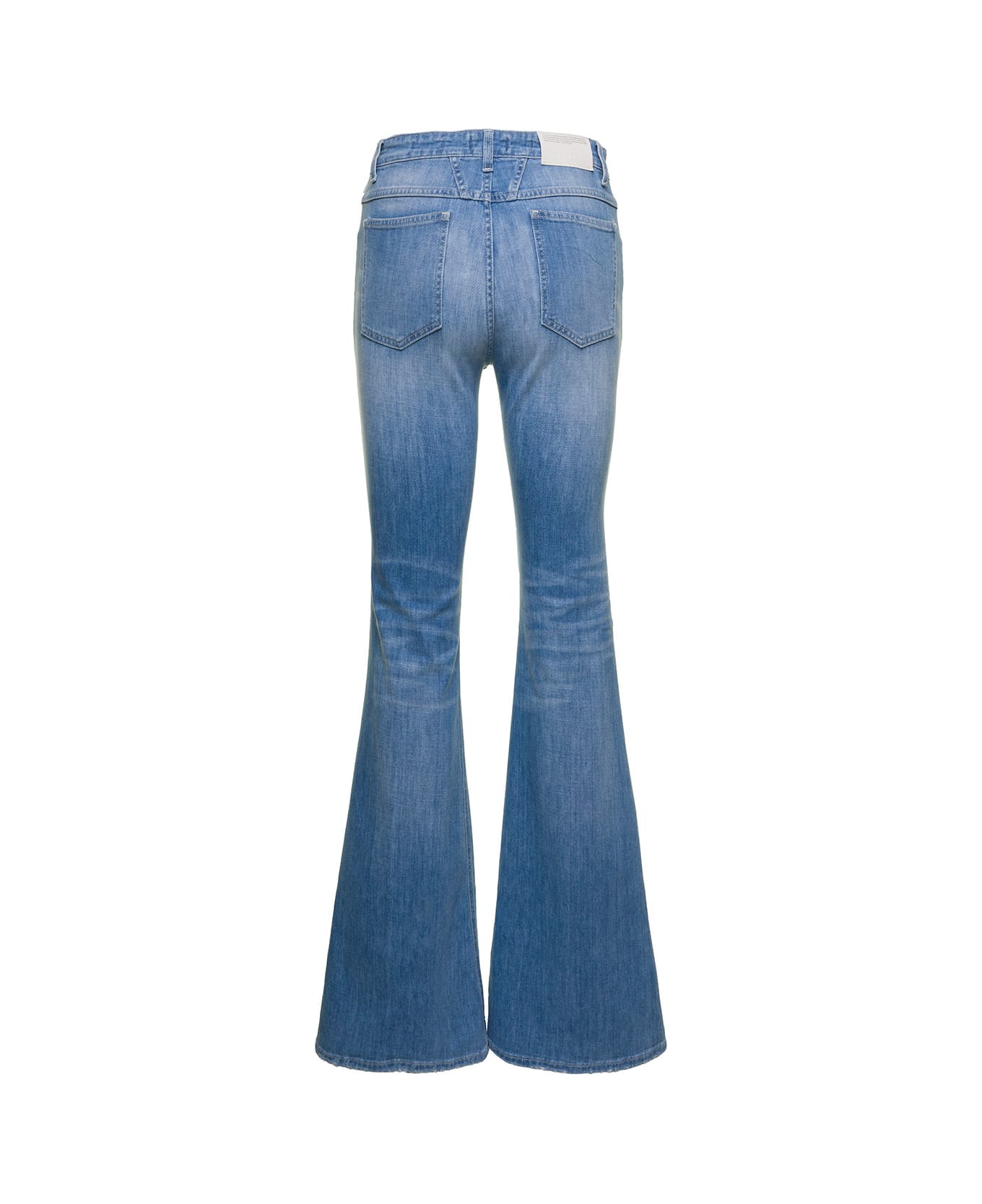 Closed Light Blue Flared Jeans With Tricolor Embroidery In Cotton Denim Woman - Blu