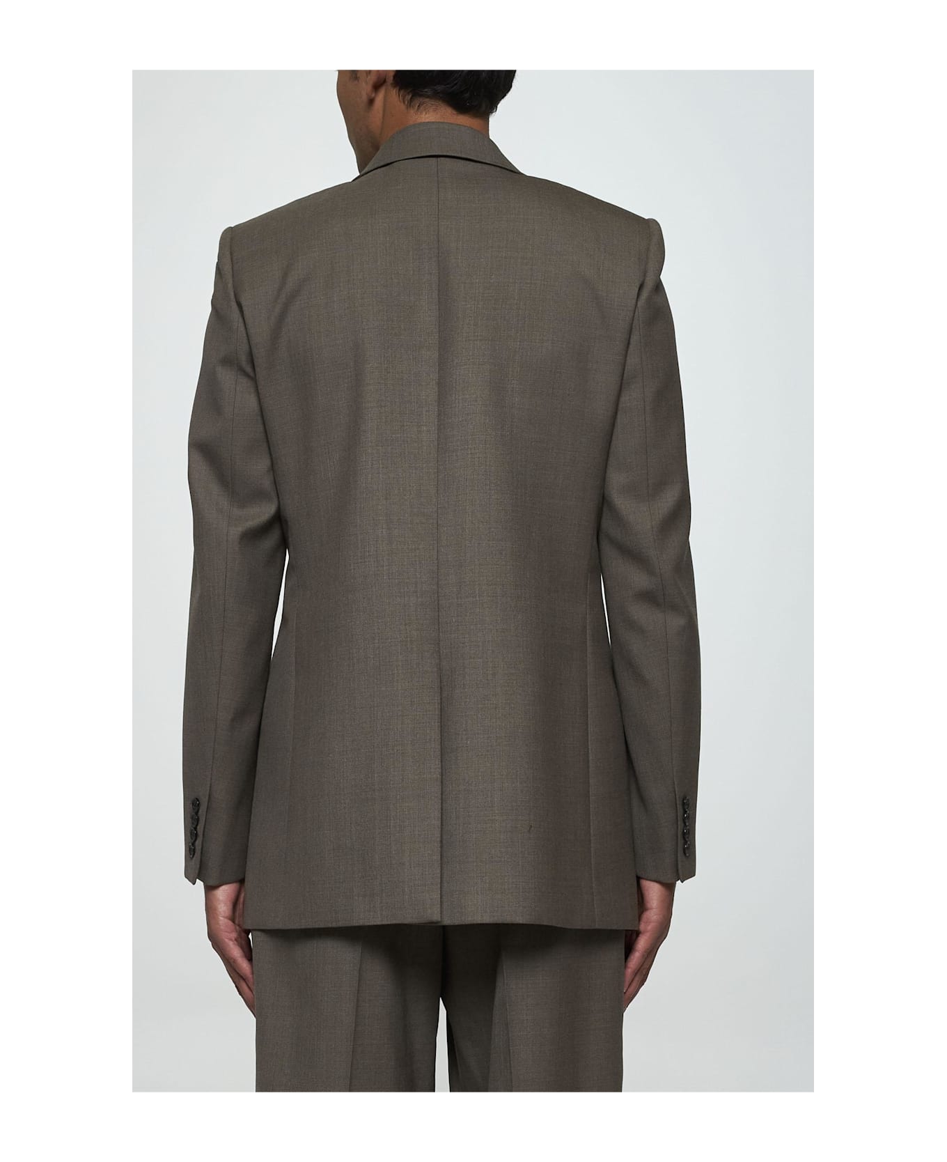 Saint Laurent Single-breasted Wool Blazer - TAUPE CHINE