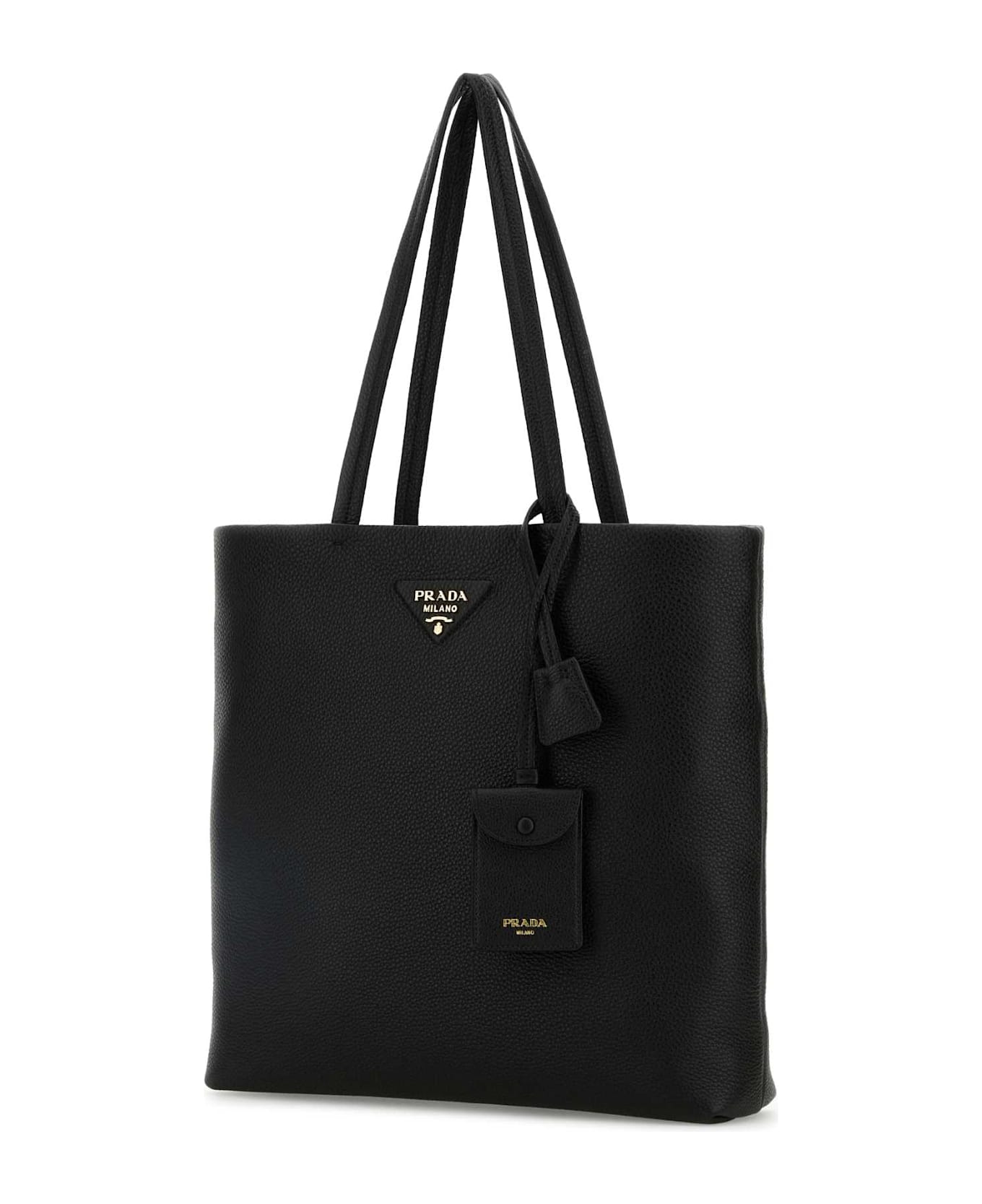 Prada Black Leather Shopping Bag - NERO