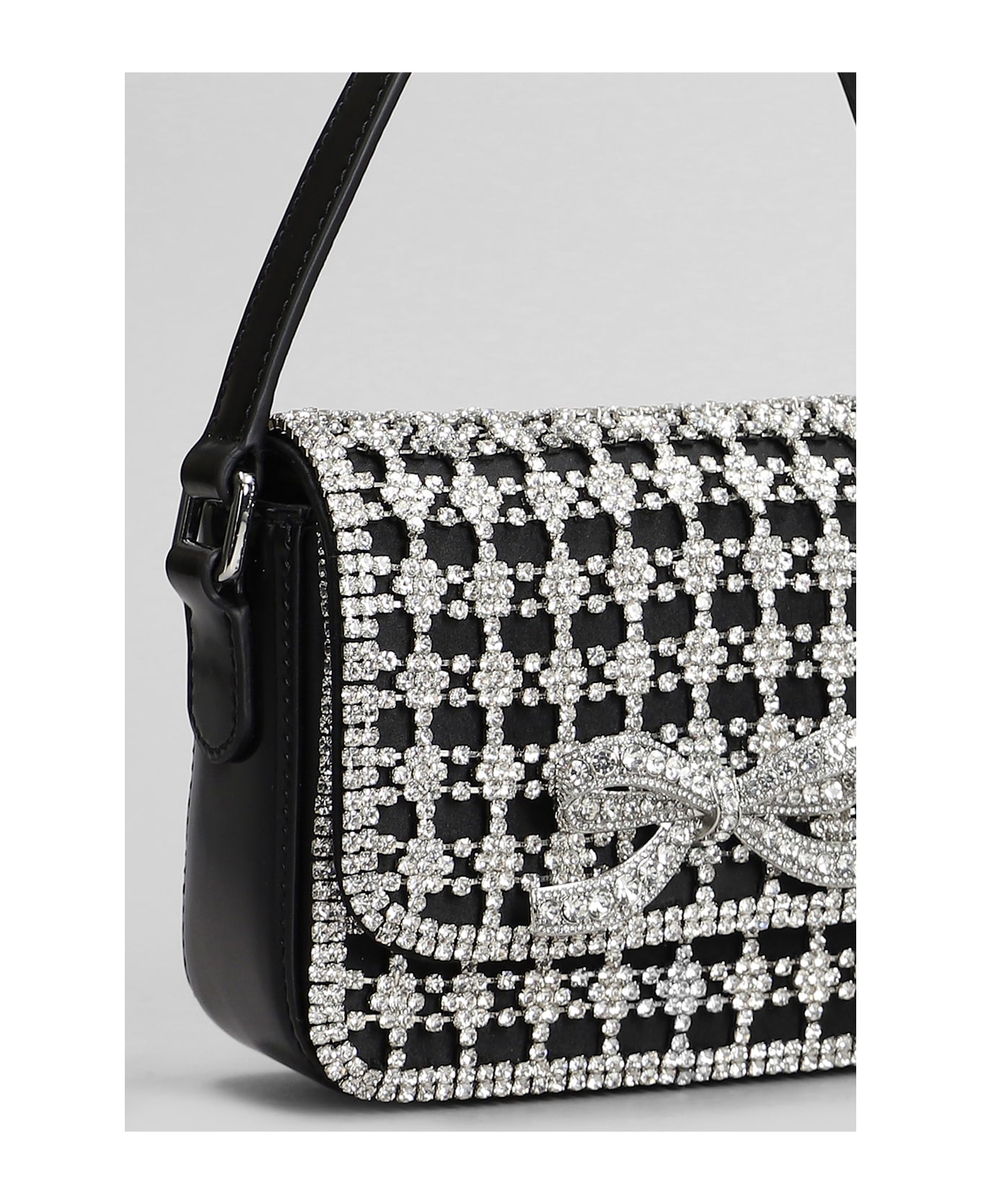 self-portrait Crystal Micro Bag Hand Bag In Black Polyester - black