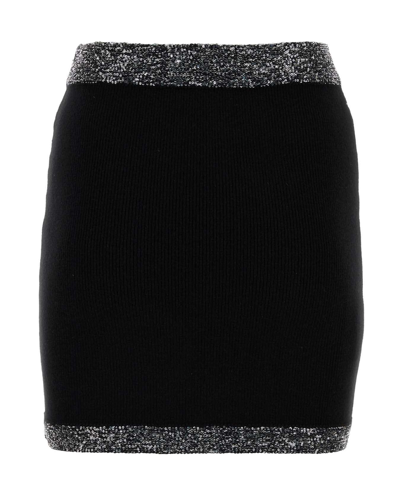 Miu Miu Black Stretch Cashmere Blend Mini Skirt - NERONERO