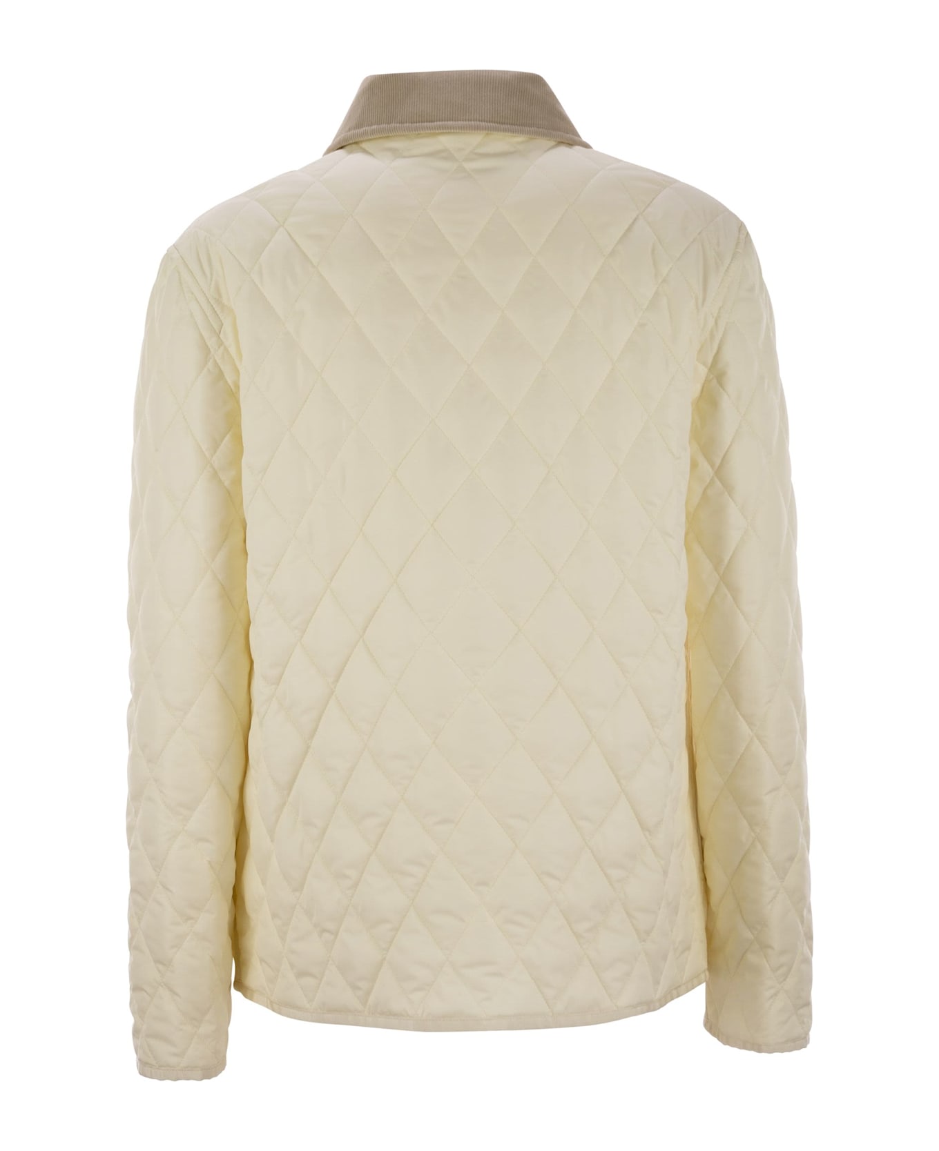 Fay Diamond Quilted Nylon Shirt Jacket - White