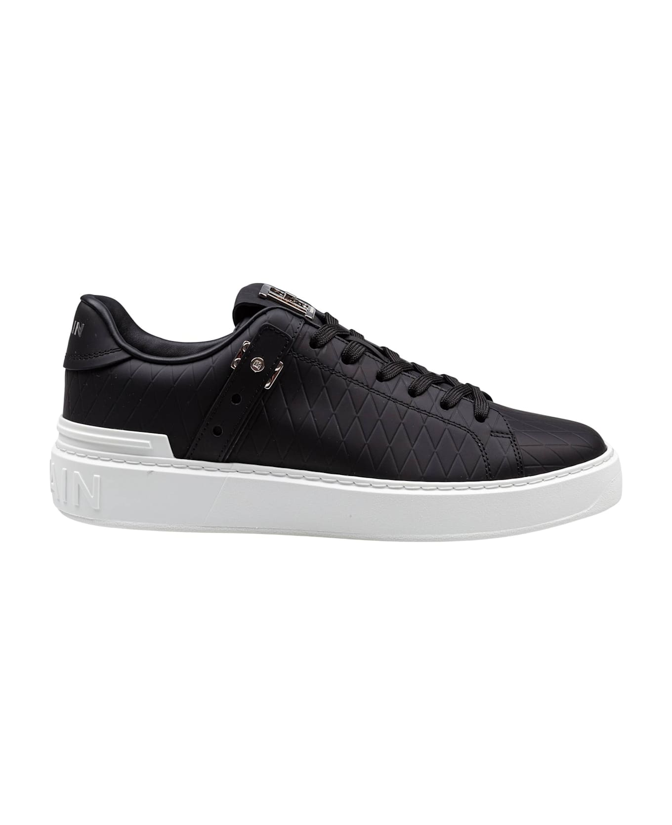 Balmain B-court Sneakers In Black Leather - Noir/Blanc