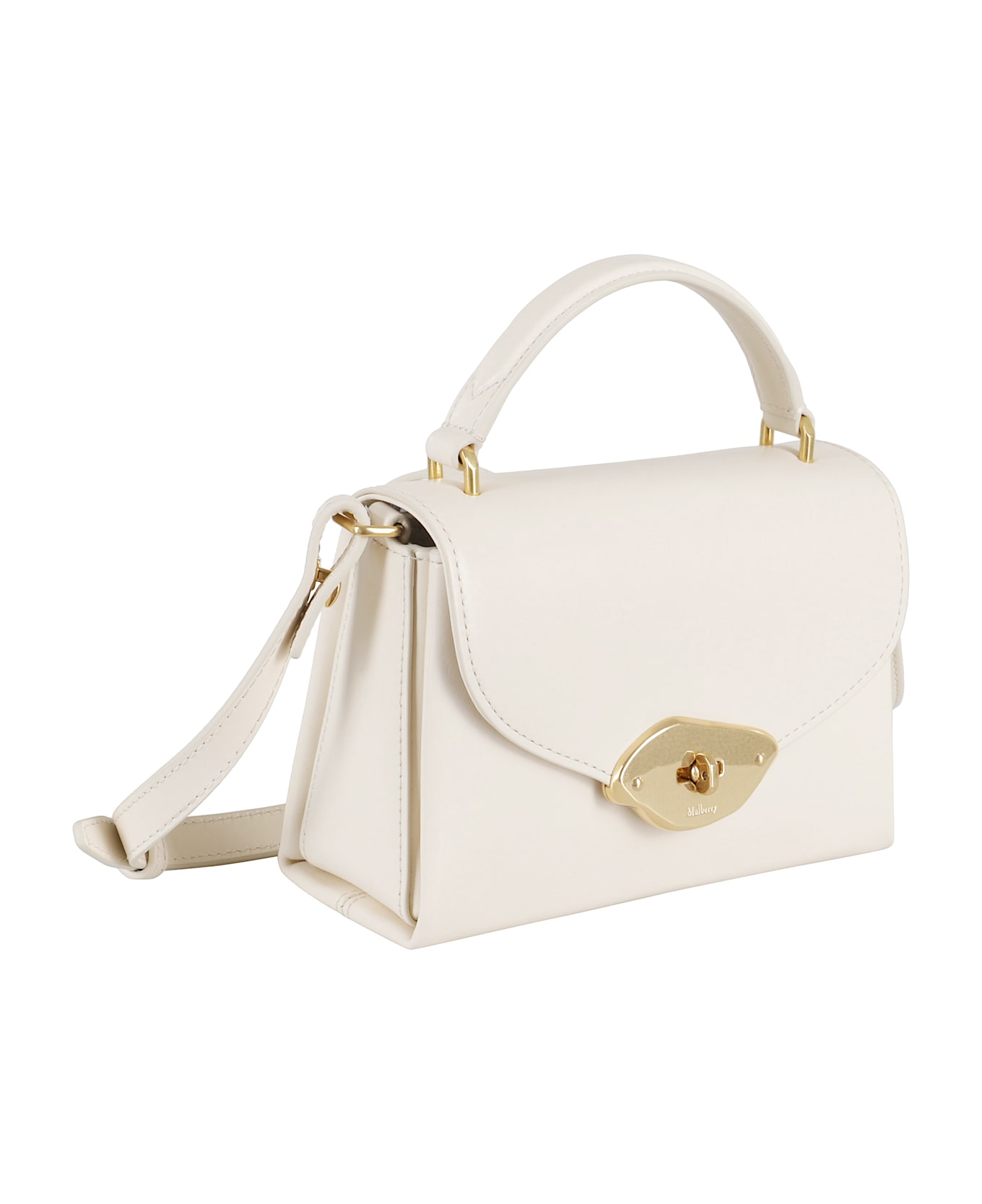 Mulberry Small Lana Top Handle High Gloss Leather - Eggshell