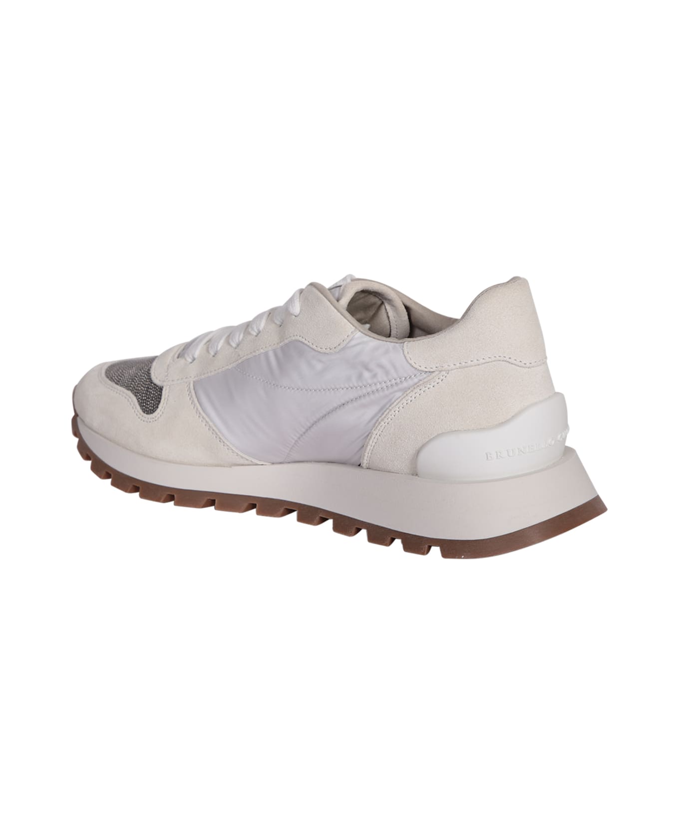 Brunello Cucinelli Lace Velour Sneakers - White