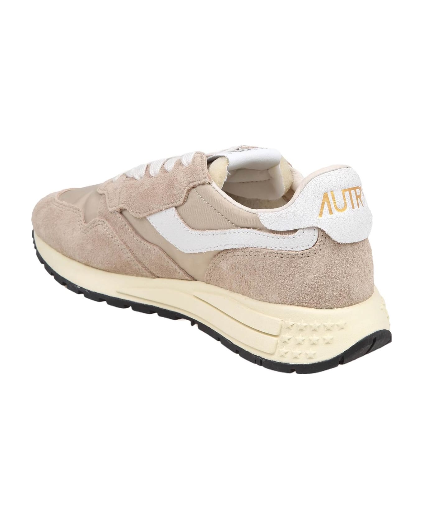 Autry Reelwind Low Sneakers In Suede And Nylon Color Beige - Beige/White