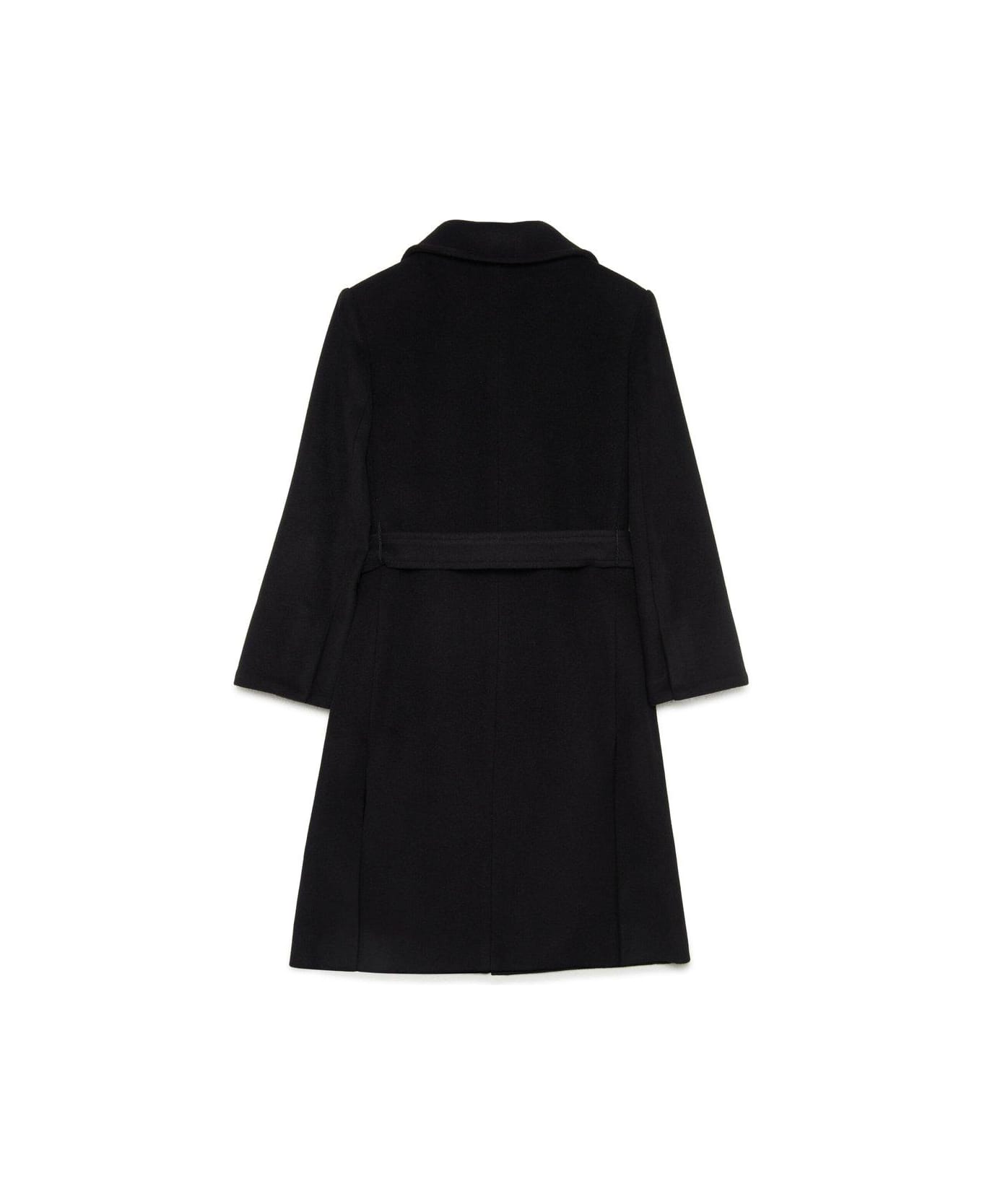 Max&Co. Belted Single-breasted Long Sleeevd Coat - Nero