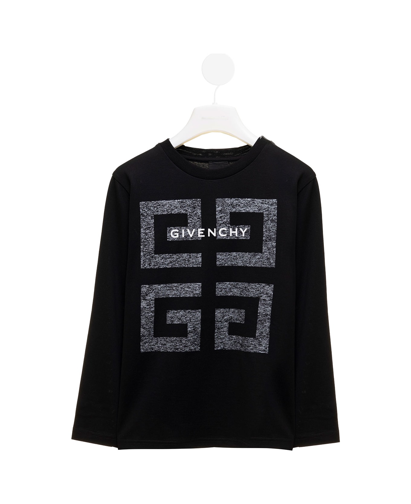 Givenchy Black Cotton Long Sleeved T-shirt With 4g Print Givenchy Kids Boy - Black