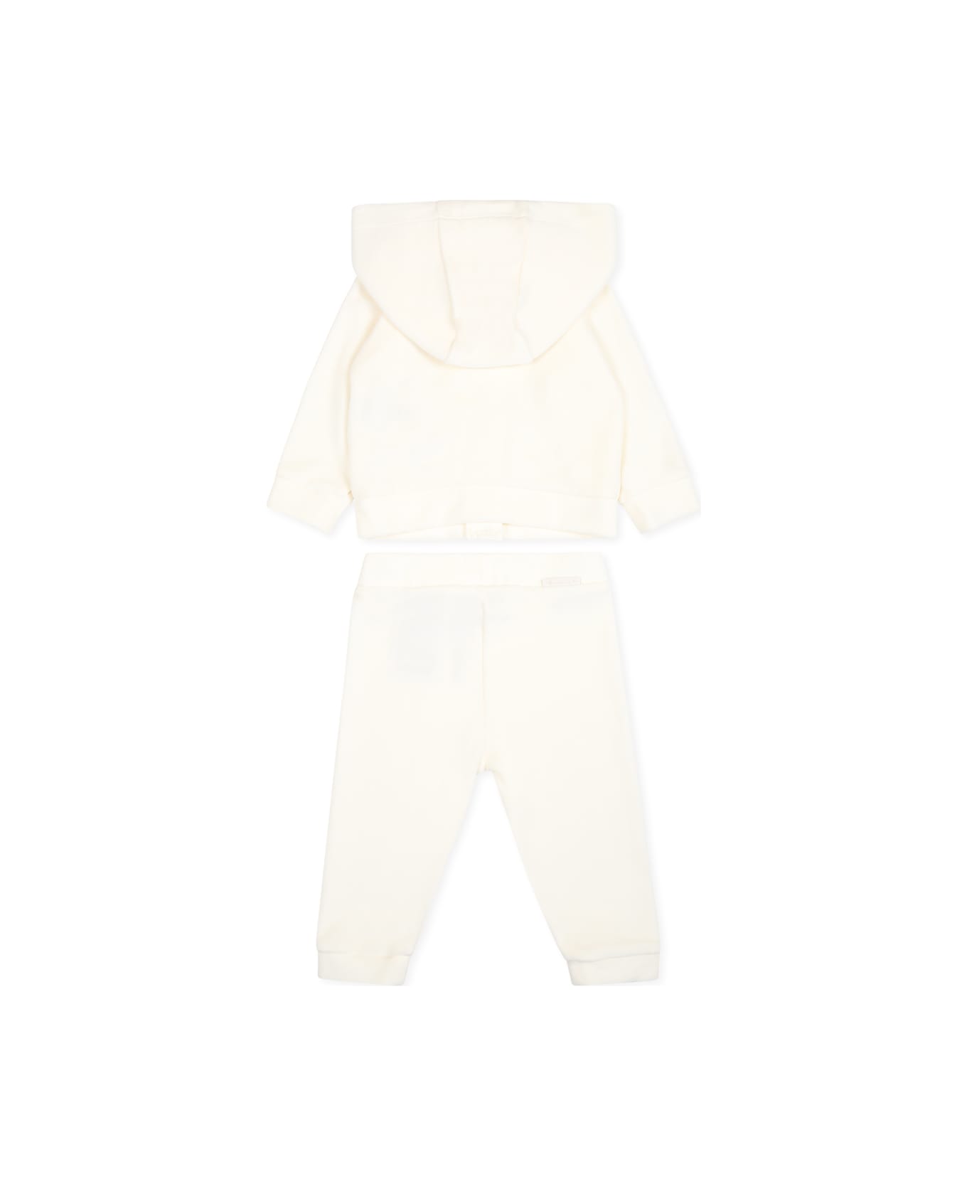 Moncler Ivory Suit For Baby Girl With Logo - Ivory