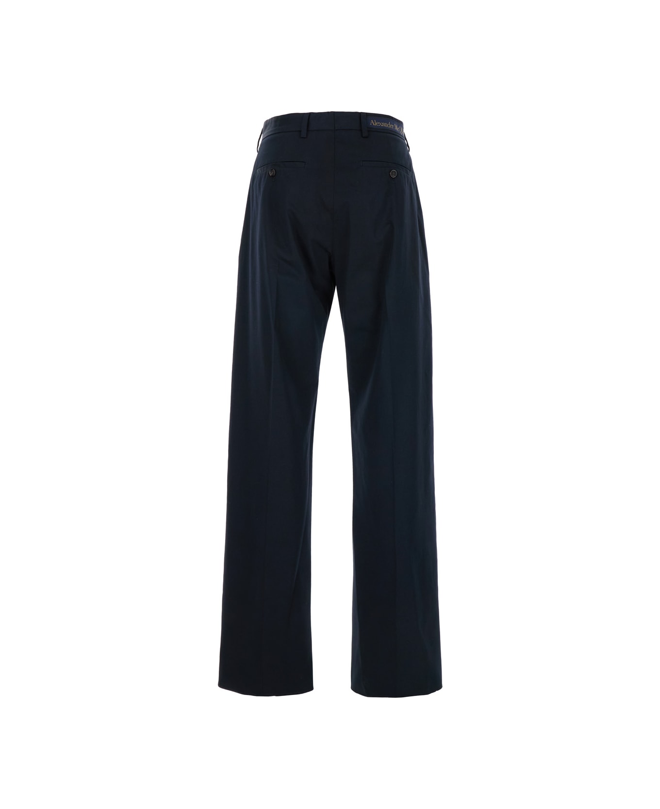 Alexander McQueen Blue Straight Tailored Pants In Cotton Man - Blu