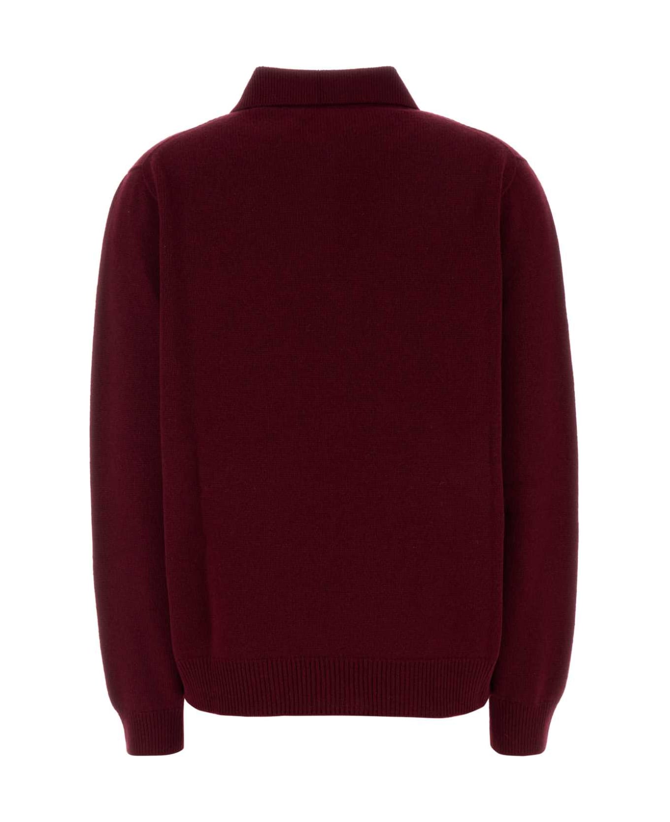 Miu Miu Burgundy Cashmere Polo Shirt - AMARANTO