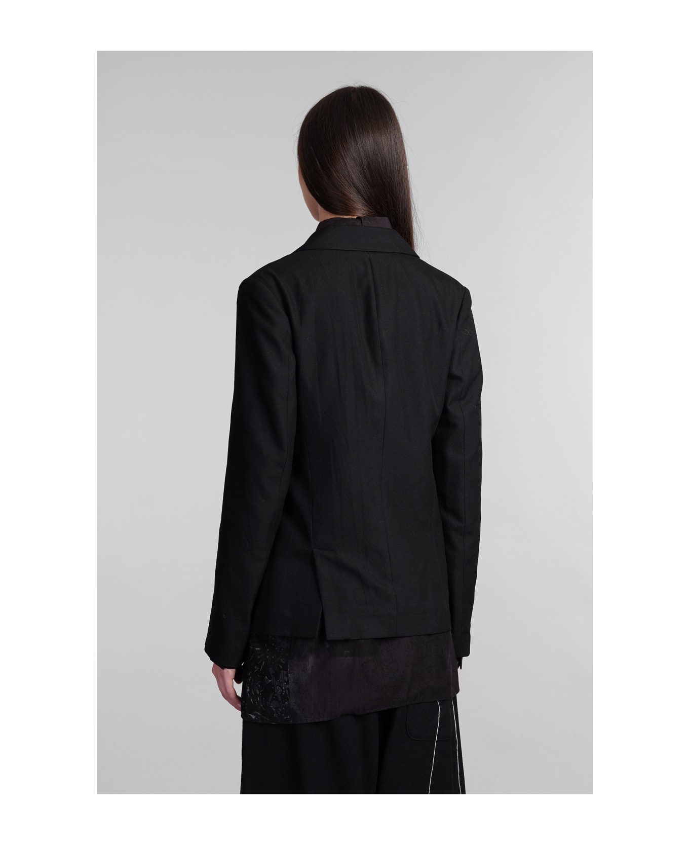 Yohji Yamamoto Blazer In Black Rayon - black