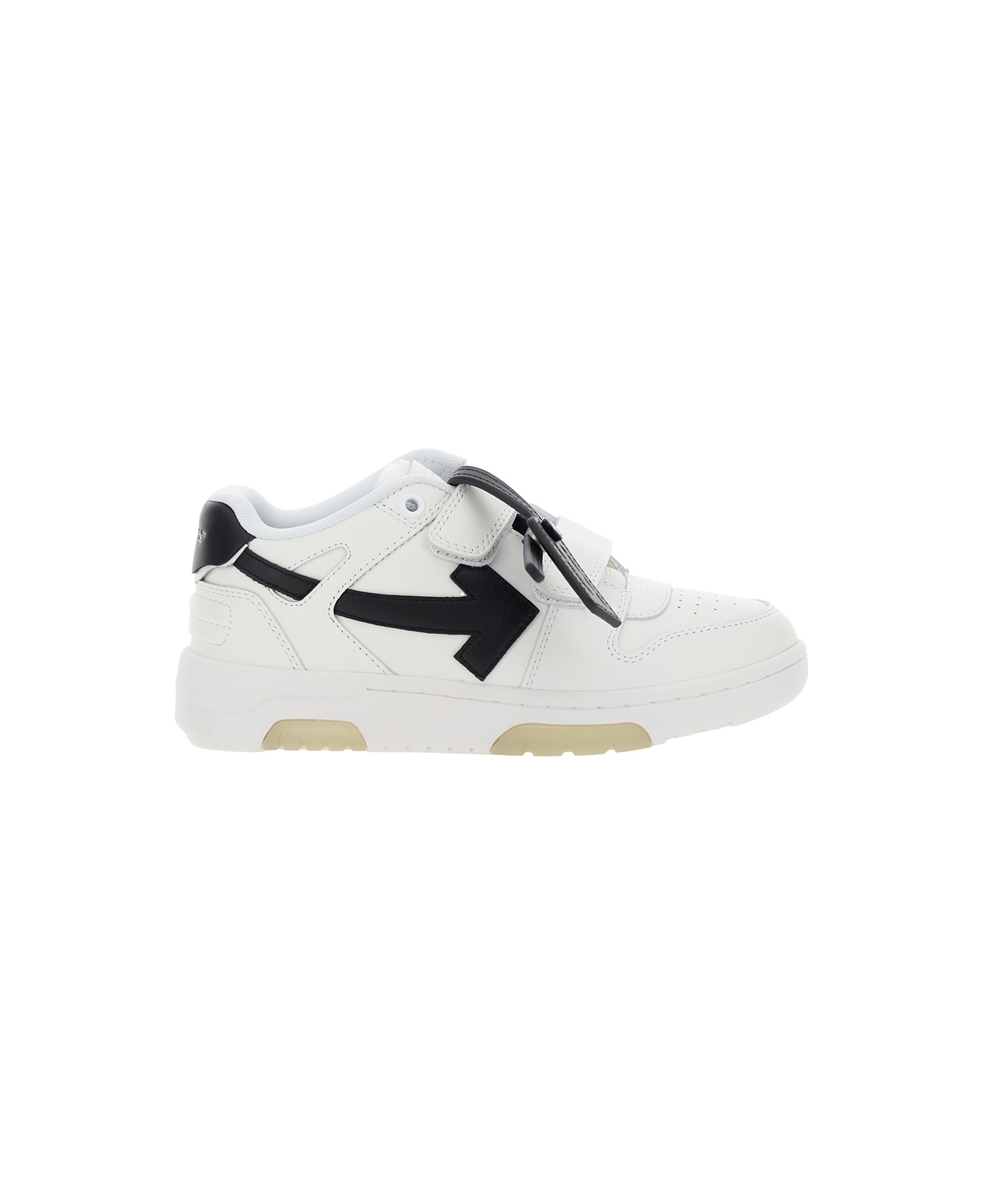 Off-White 'out Of Office' White Low Top Sneakers With Velcro Straps In Leather Boy - White シューズ