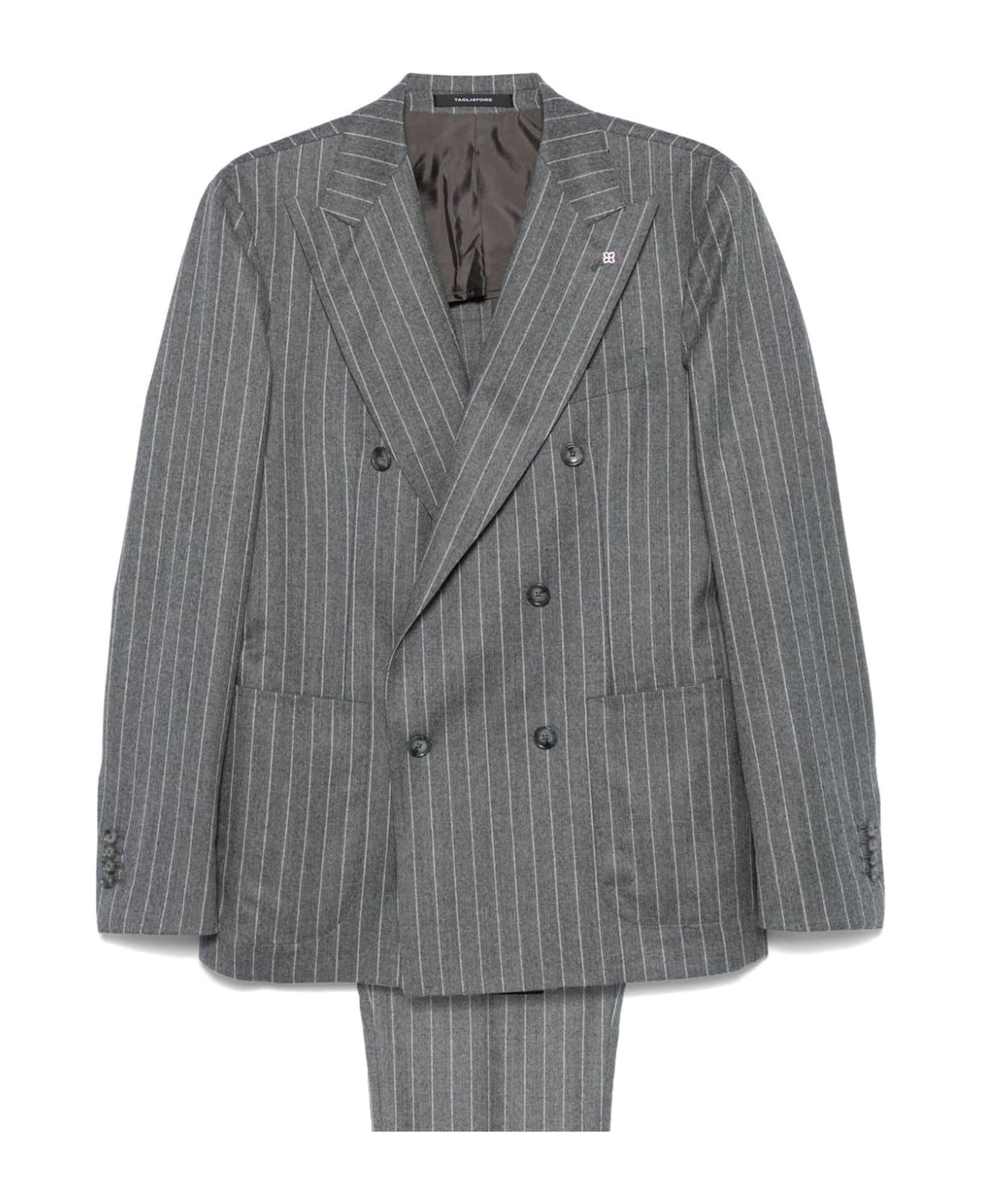 Tagliatore Grey Virgin Wool Pinstriped Suit - Grey