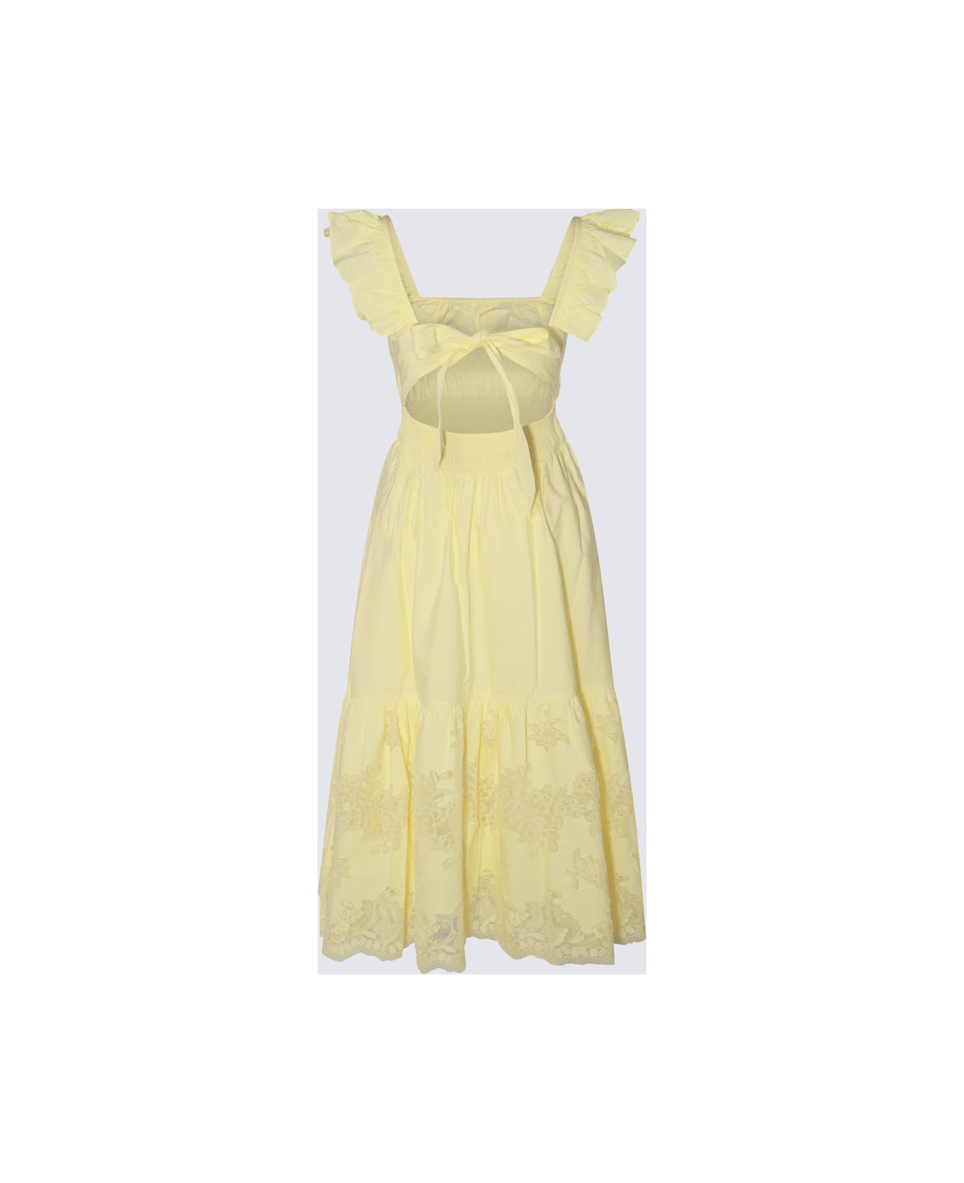 self-portrait Yellow Cotton Midi Dress - Yellow