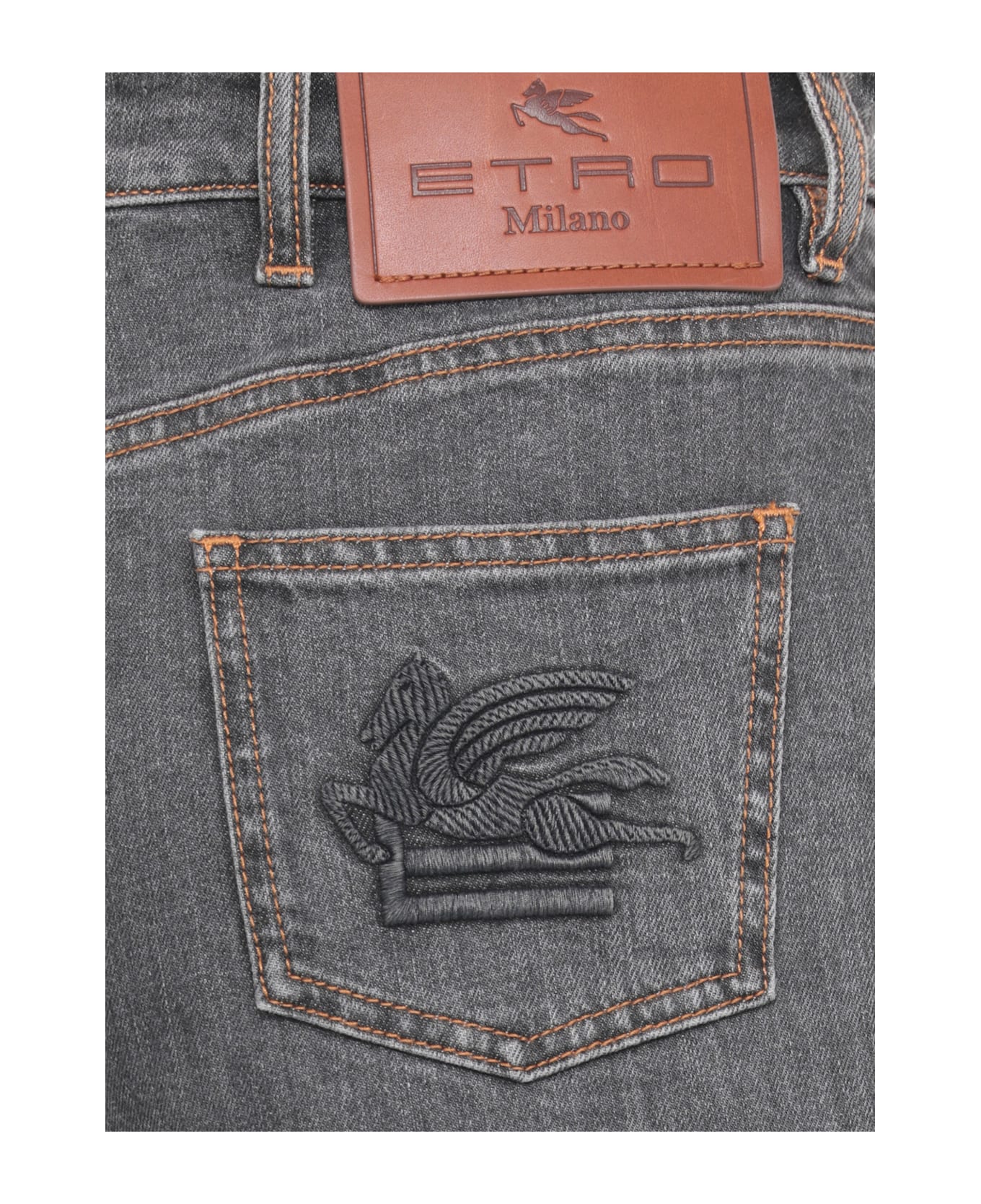 Etro Jeans With Embroidery - Grey