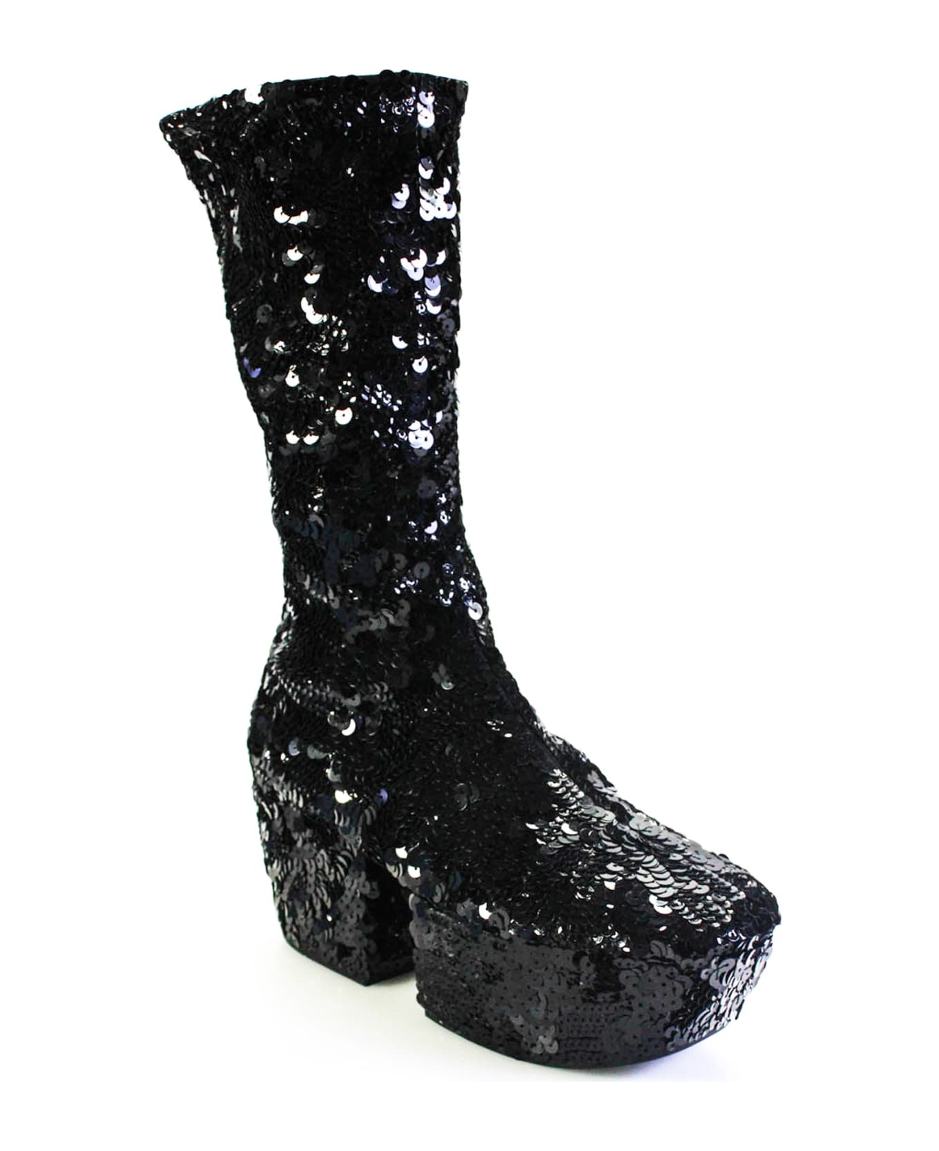 Prada Sequins Platform Boots - Black