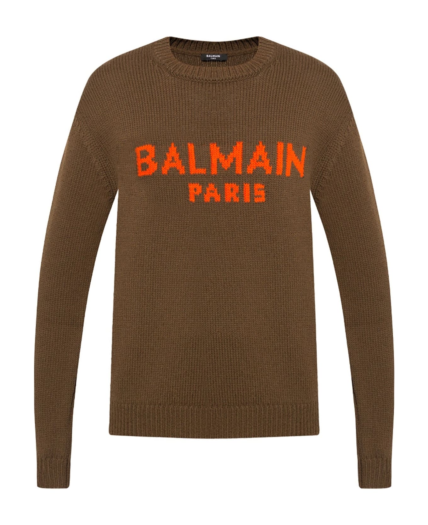 Balmain Wool Logo Sweater - Brown ニットウェア