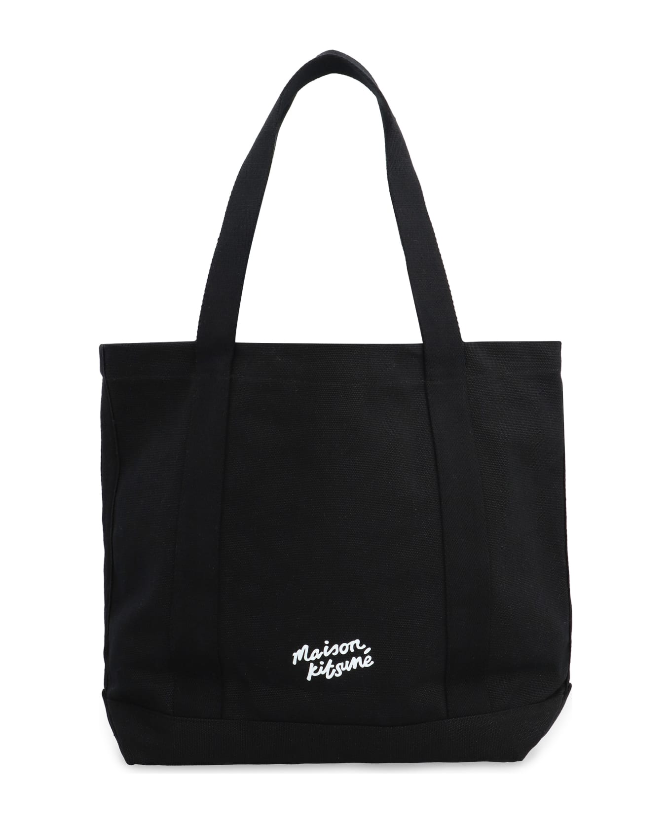 Maison Kitsuné Fox Head Canvas Tote Bag - black トートバッグ